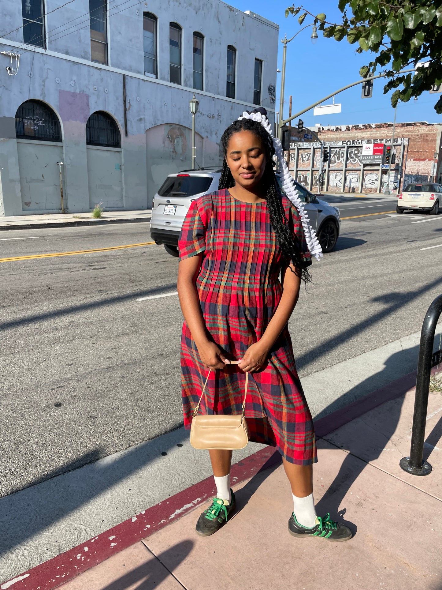 Red Red Plaid Dress (L)