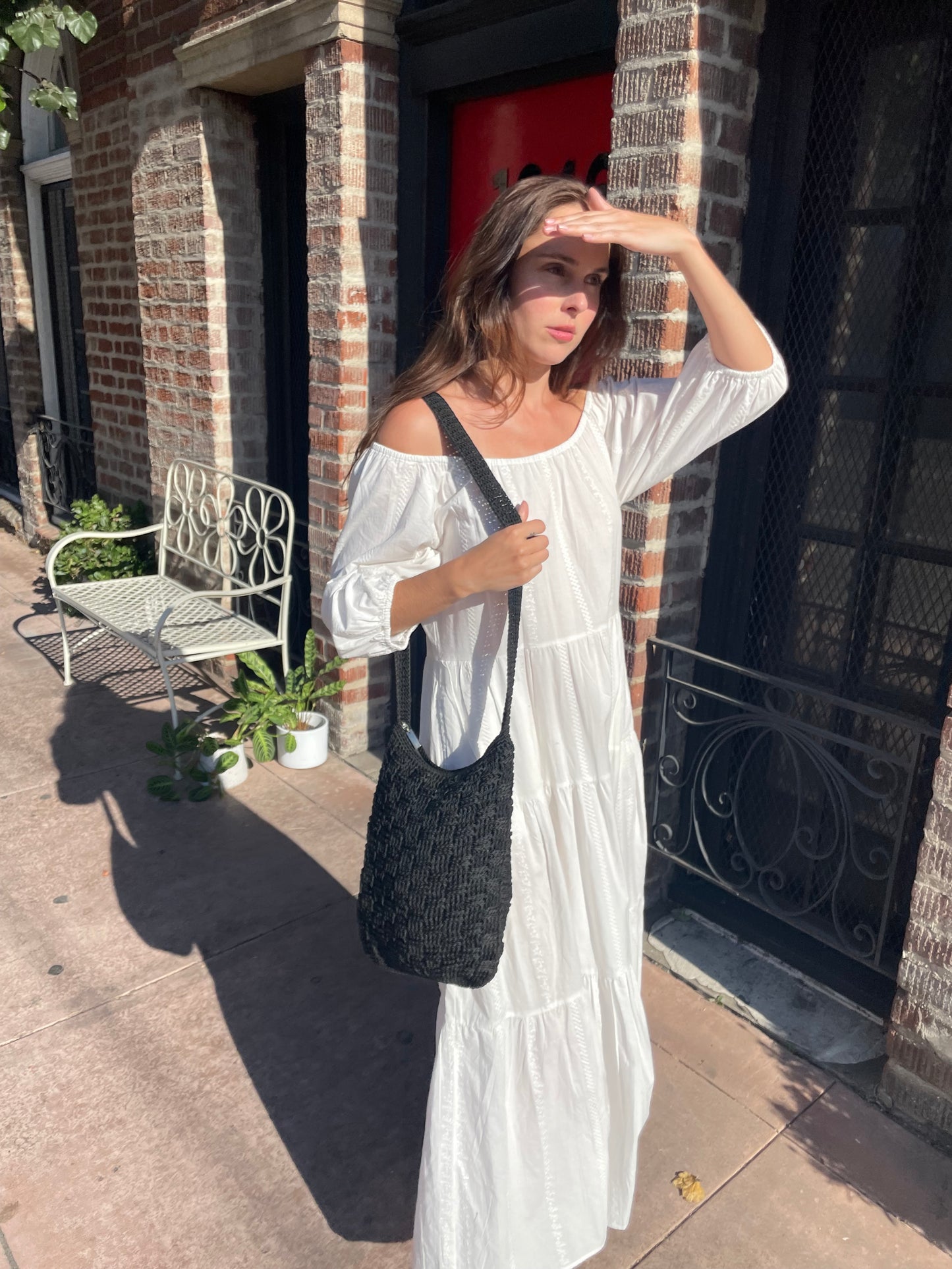 White Off-The-Shoulder Cotton Dress (S)