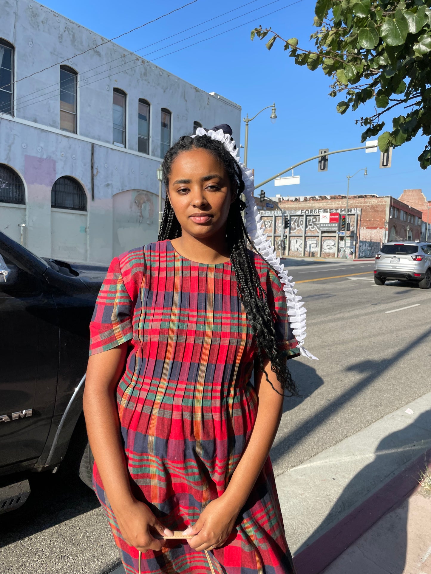 Red Red Plaid Dress (L)