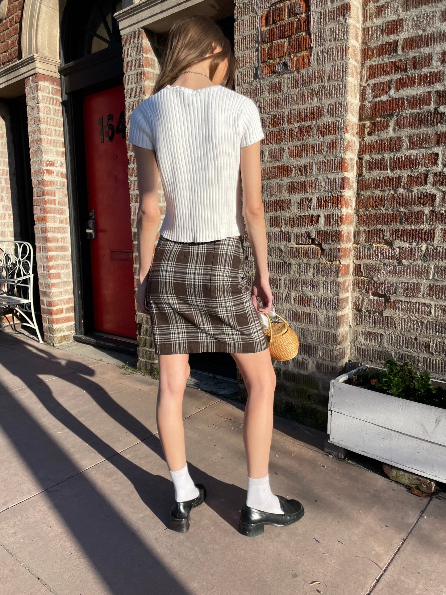 Brown Plaid Skirt (S)