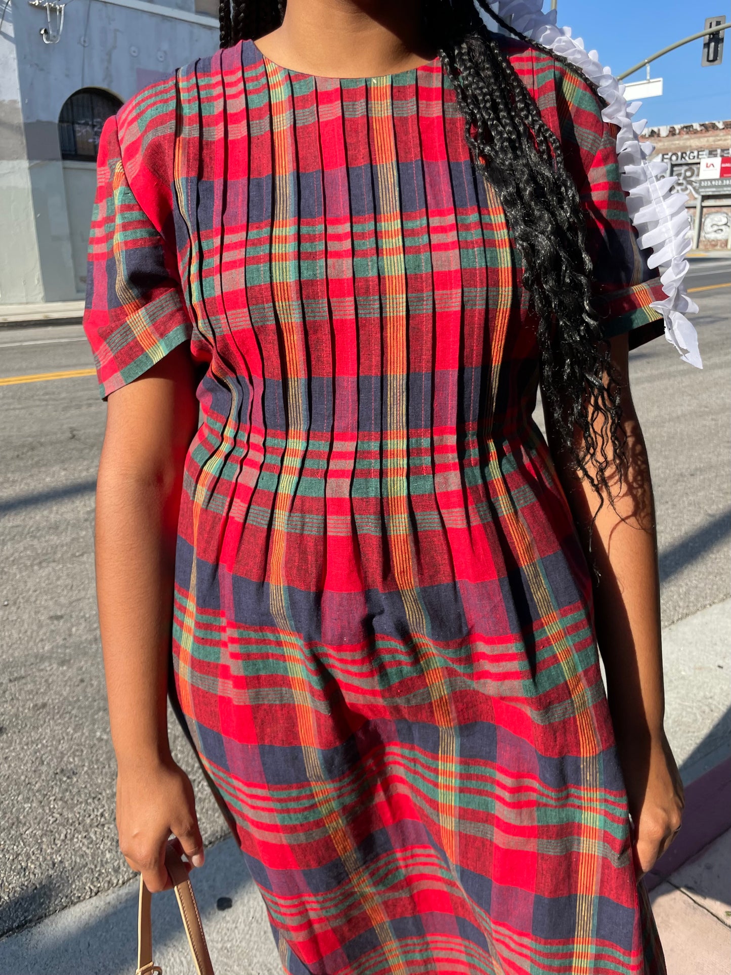 Red Red Plaid Dress (L)