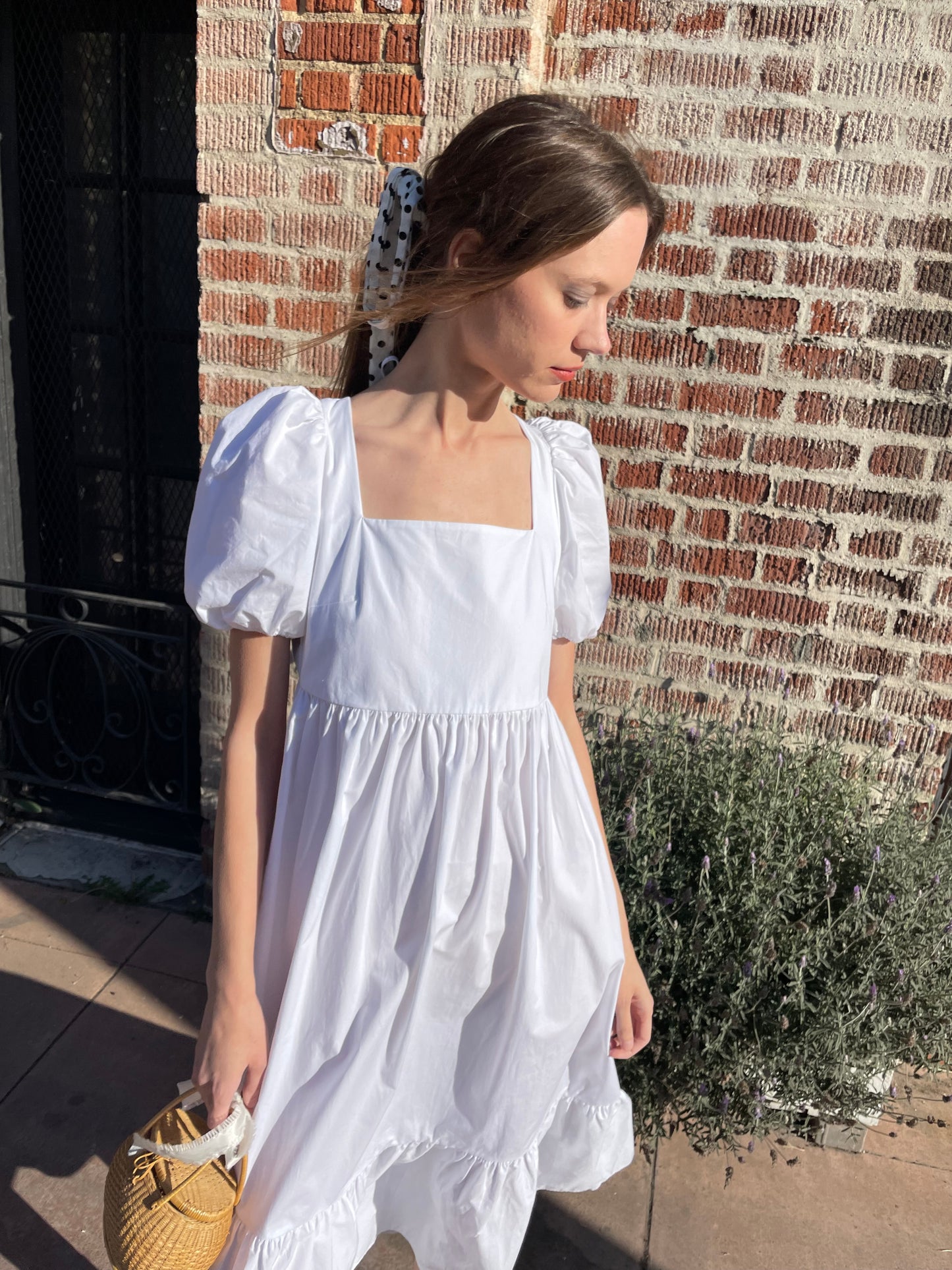 White Puff Sleeve Dress (S)