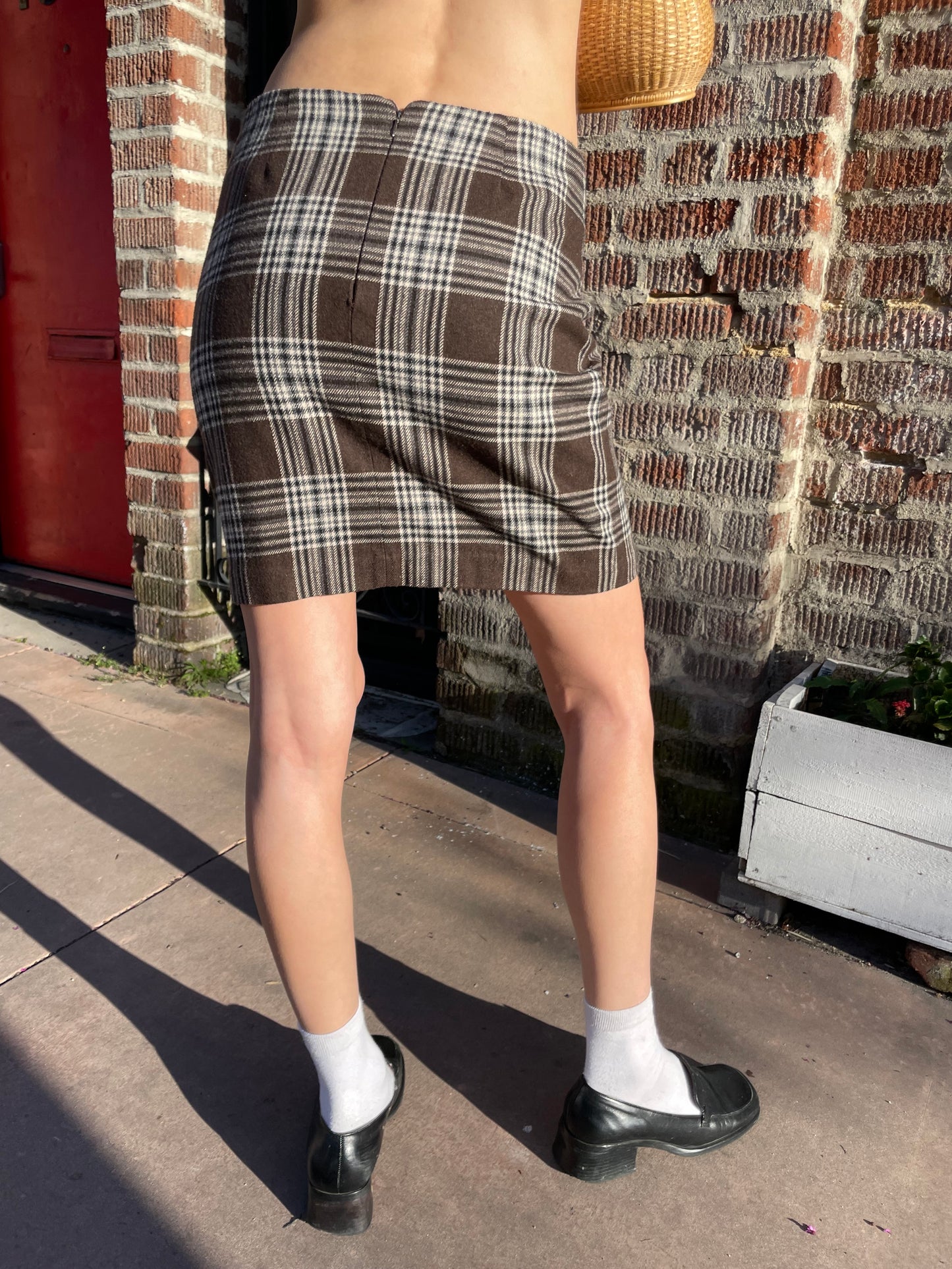 Brown Plaid Skirt (S)