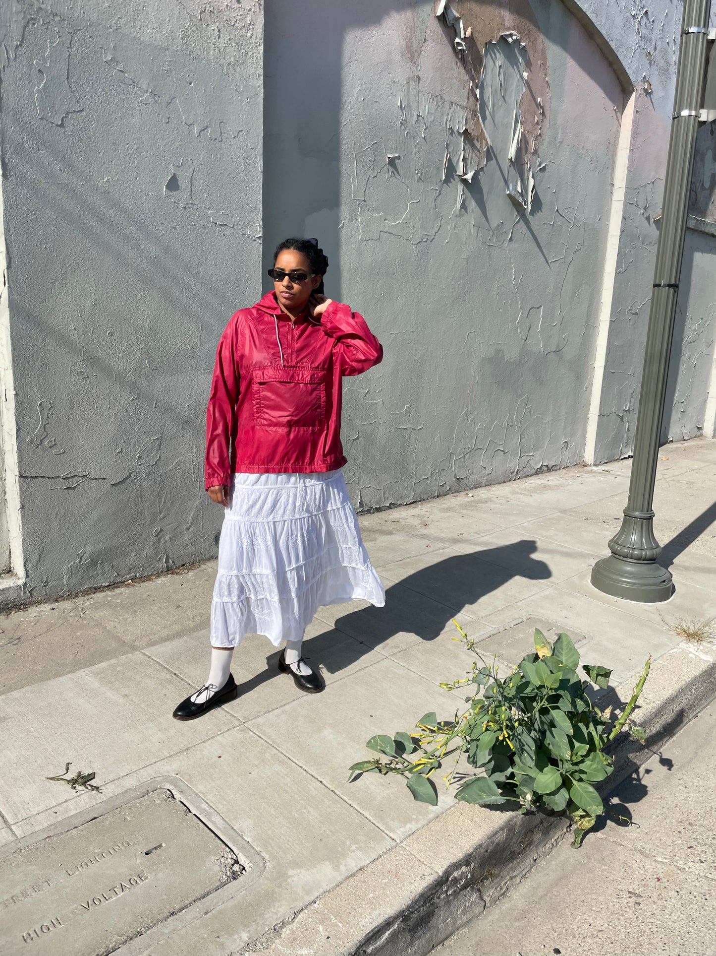 White Drawstring Cotton Skirt (L)