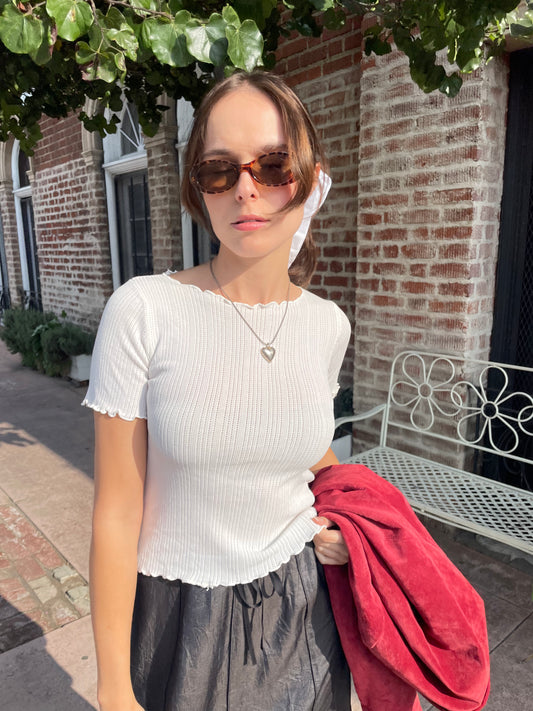 girl in white short sleeve top