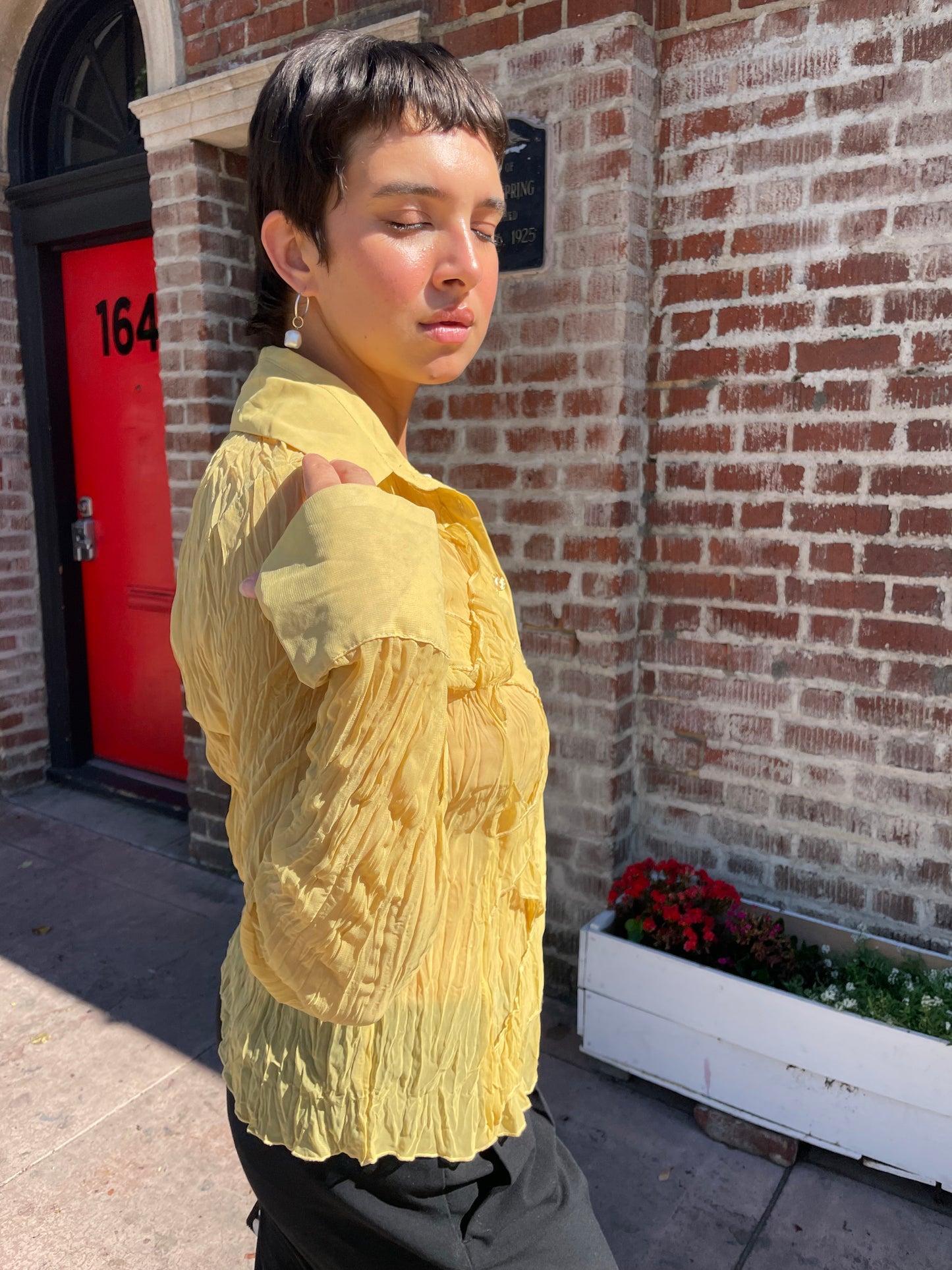 Yellow Sheer Button Down (S)