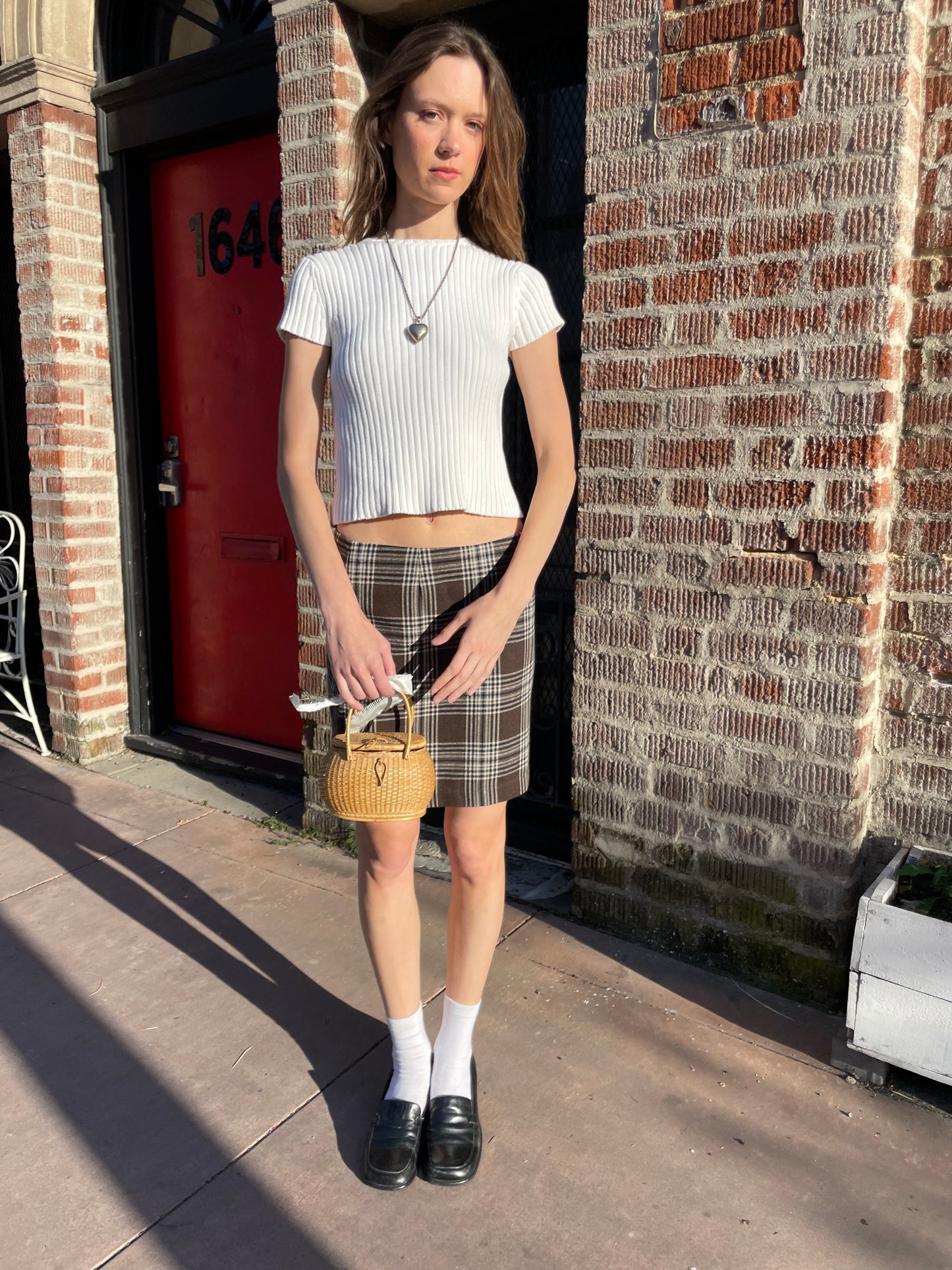 Brown Plaid Skirt (S)