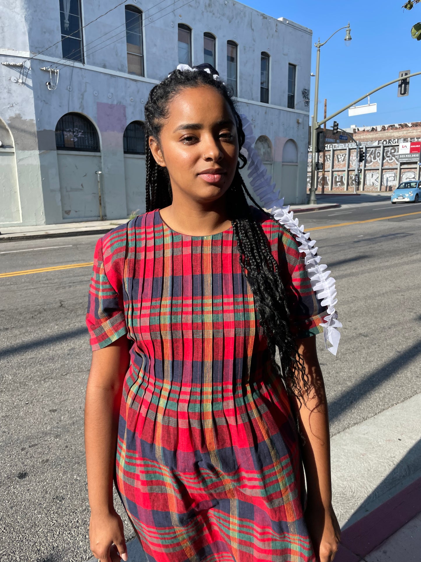 Red Red Plaid Dress (L)