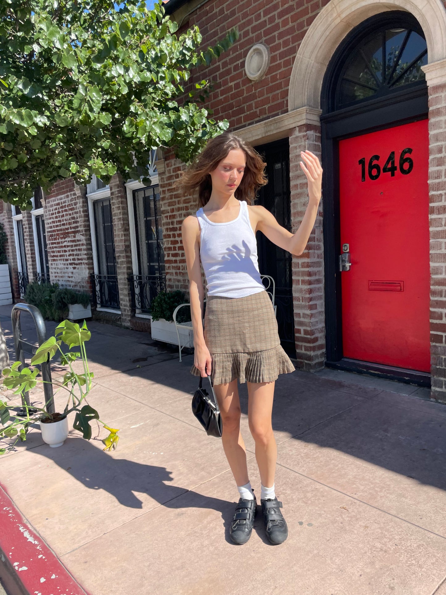 Espresso Plaid Skirt (XS)