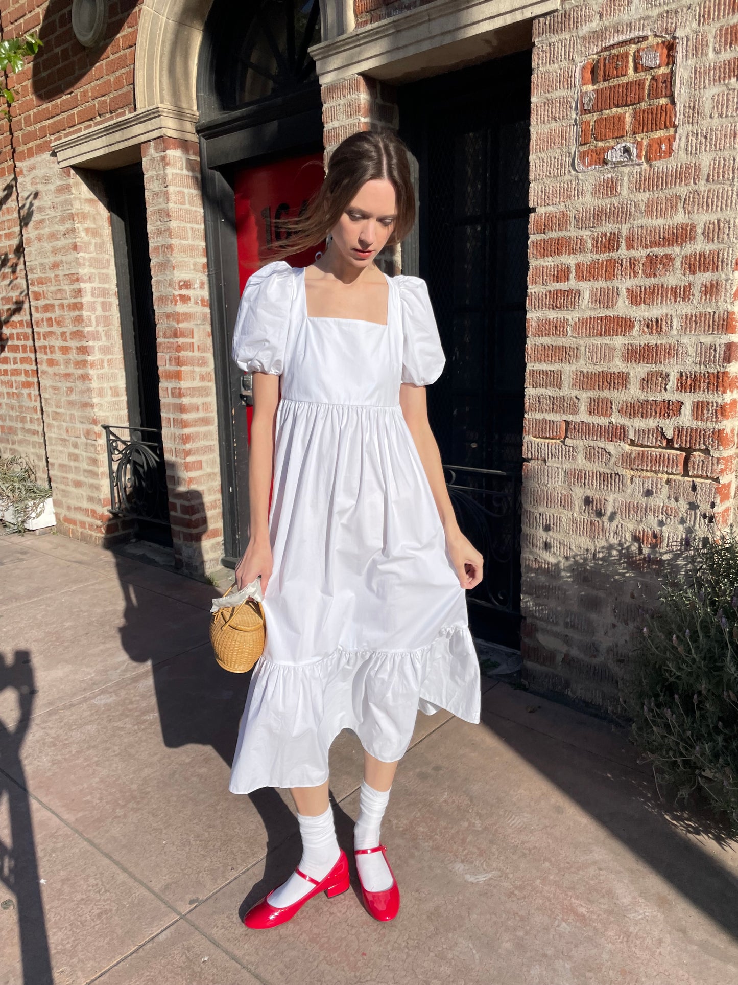 White Puff Sleeve Dress (S)