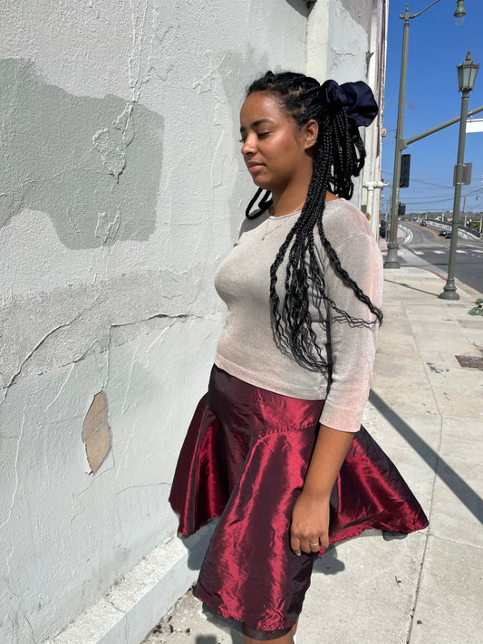 girl wearing two tone blouse