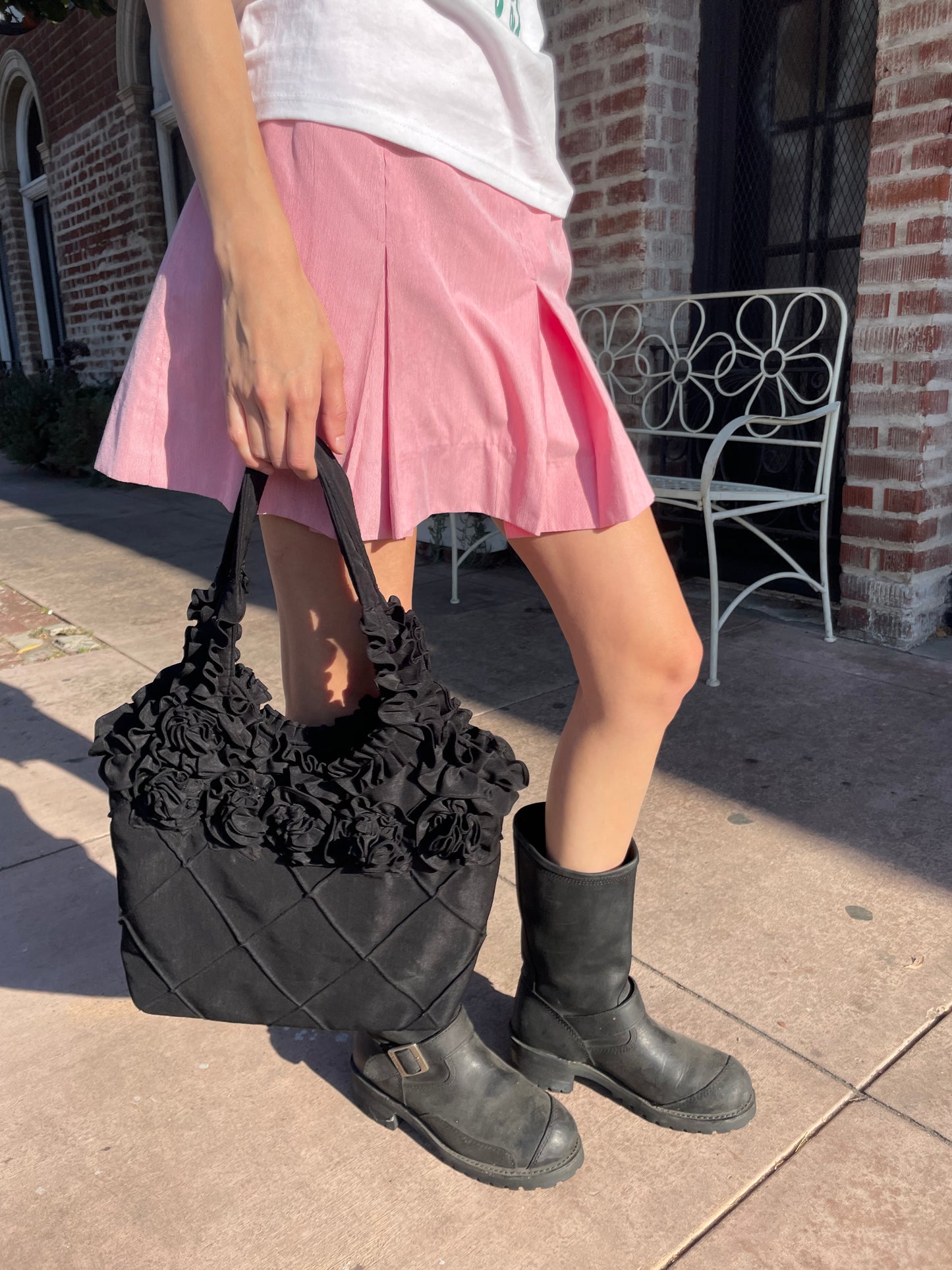 Red Lined Pleated Skirt (S)