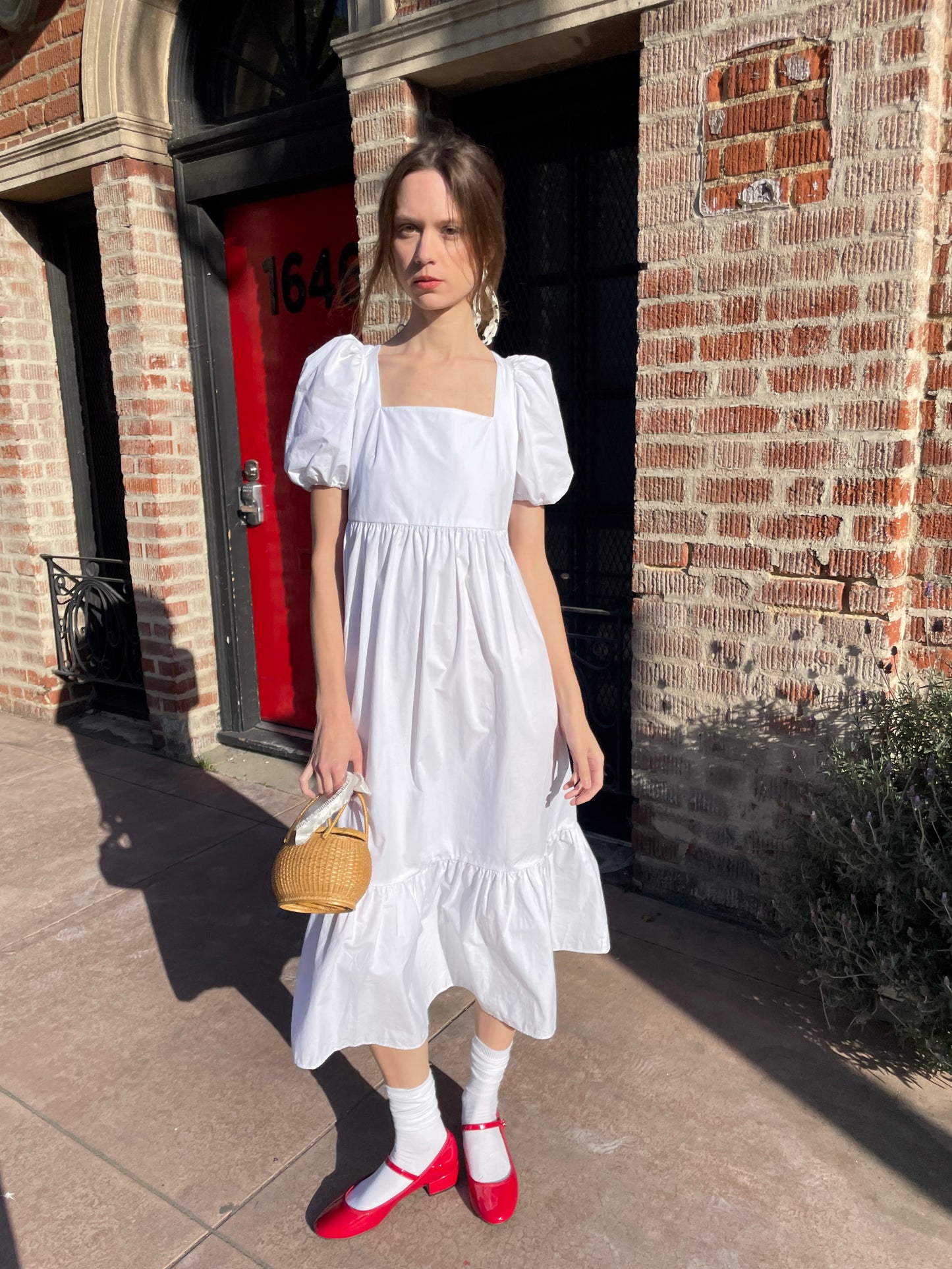 White Puff Sleeve Dress (S)