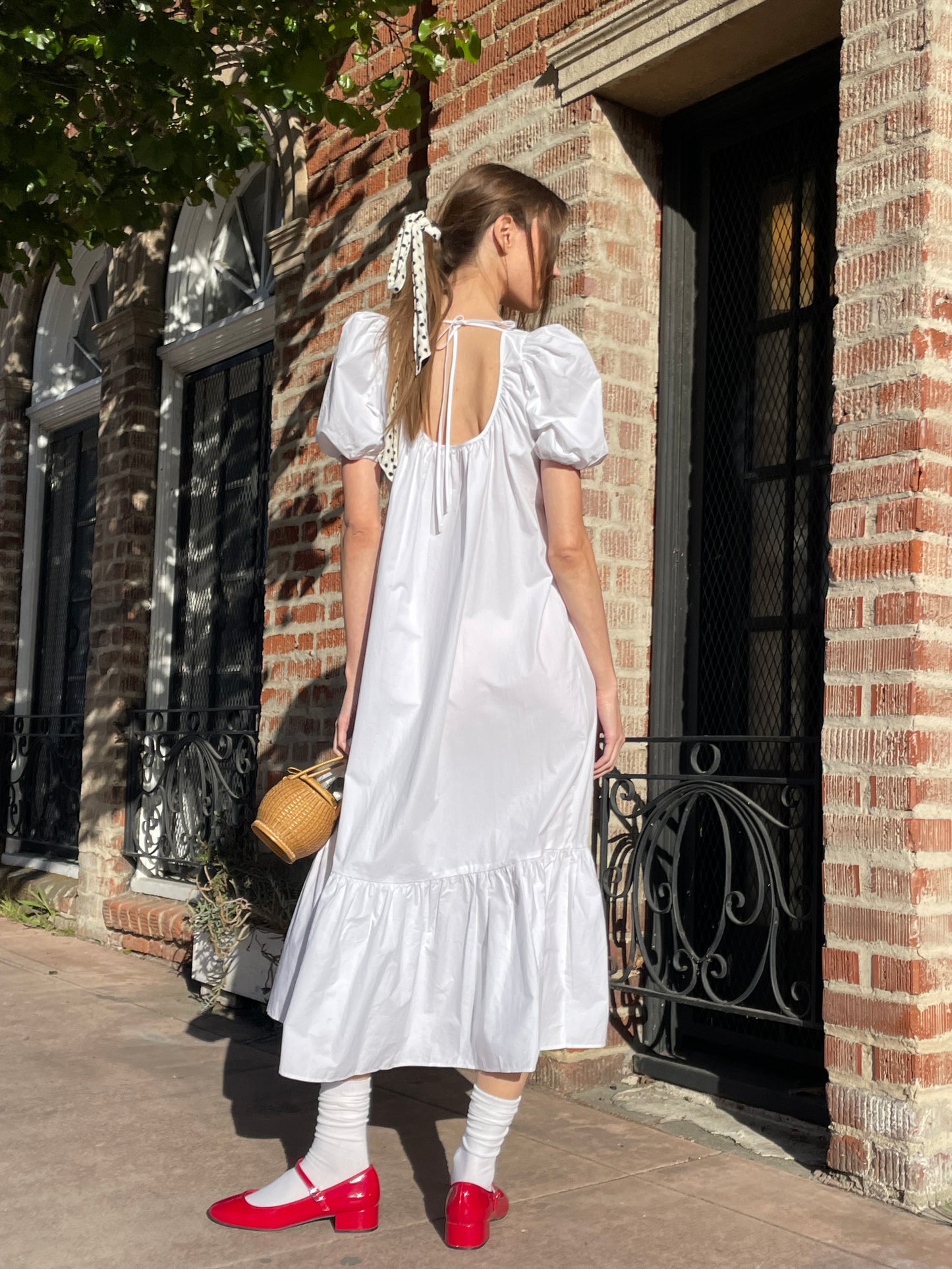 White Puff Sleeve Dress (S)