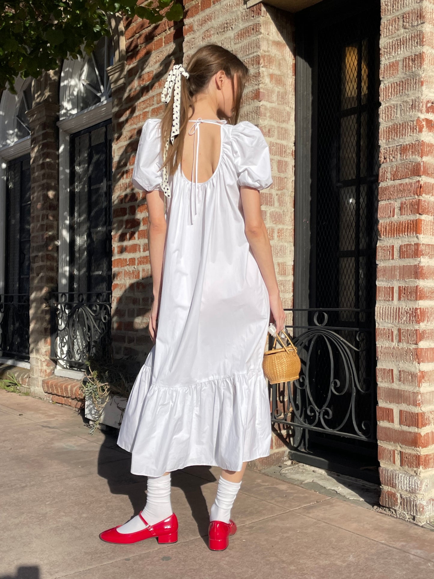 White Puff Sleeve Dress (S)
