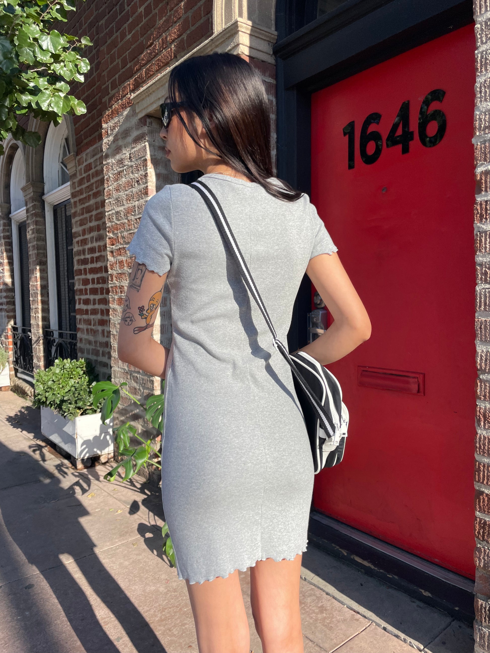 girl in gray dress