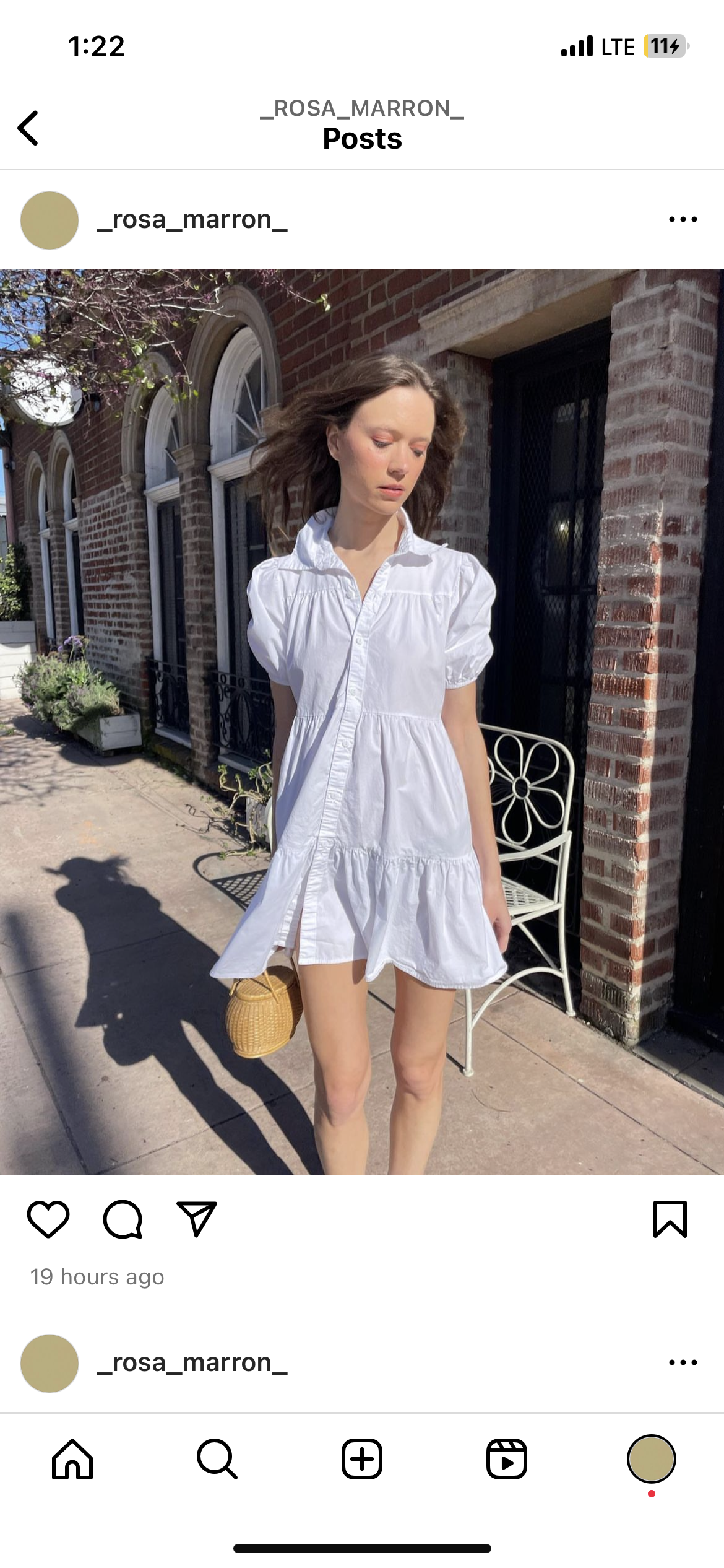 White Button Down Puff Sleeve Dress (S)