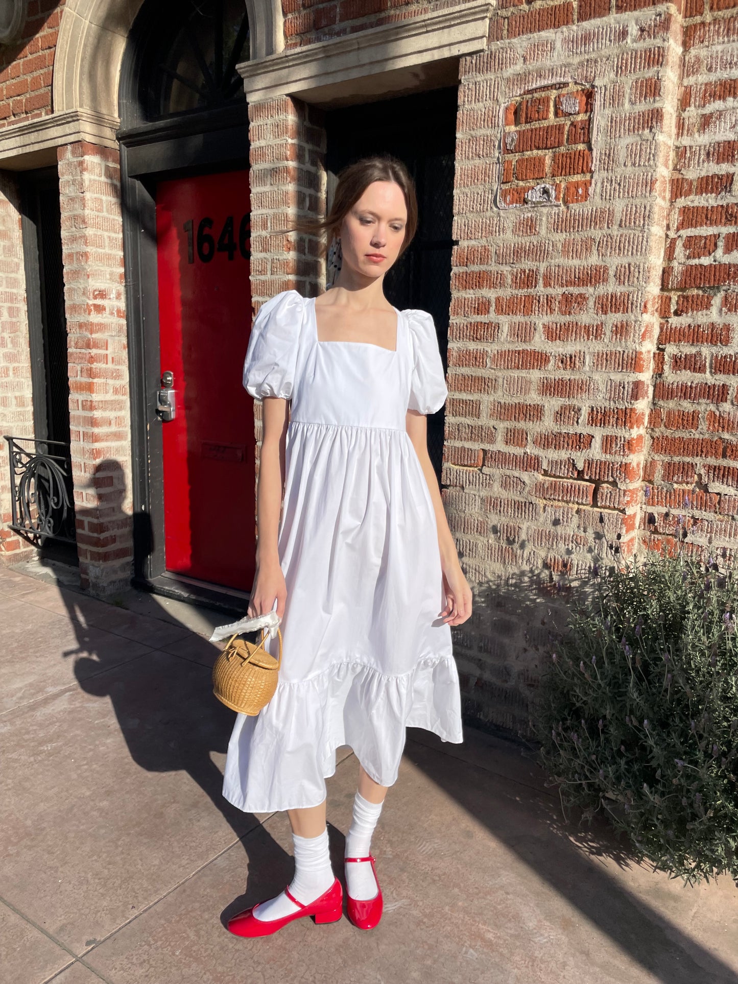 White Puff Sleeve Dress (S)