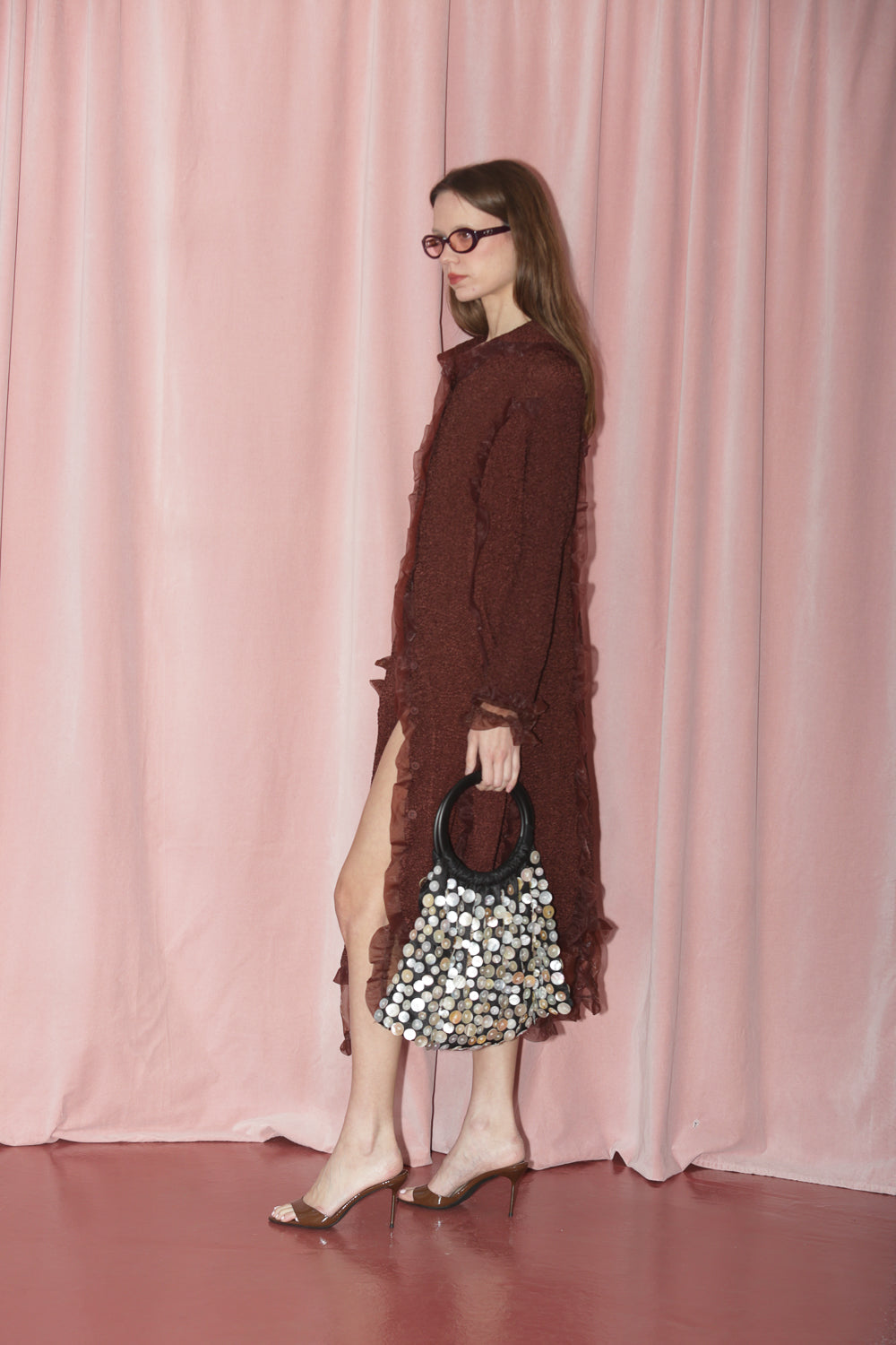 Amber Brown Ruffle Dress (S)