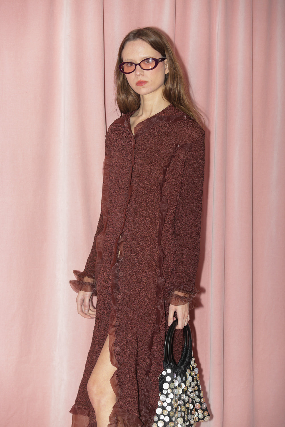Amber Brown Ruffle Dress (S)