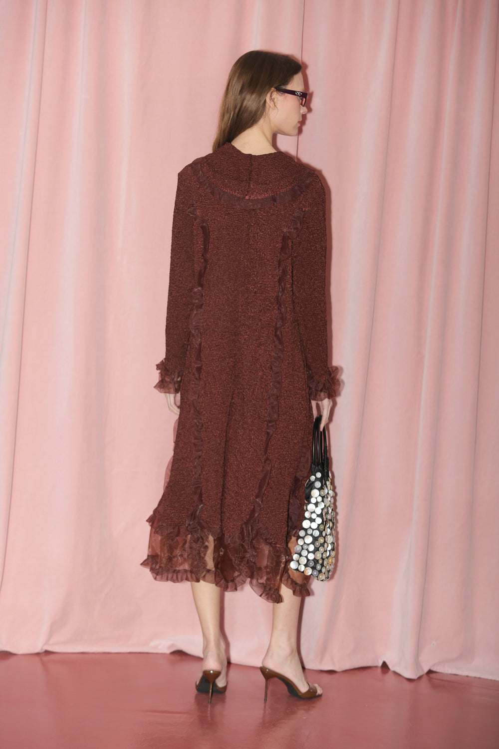 Amber Brown Ruffle Dress (S)