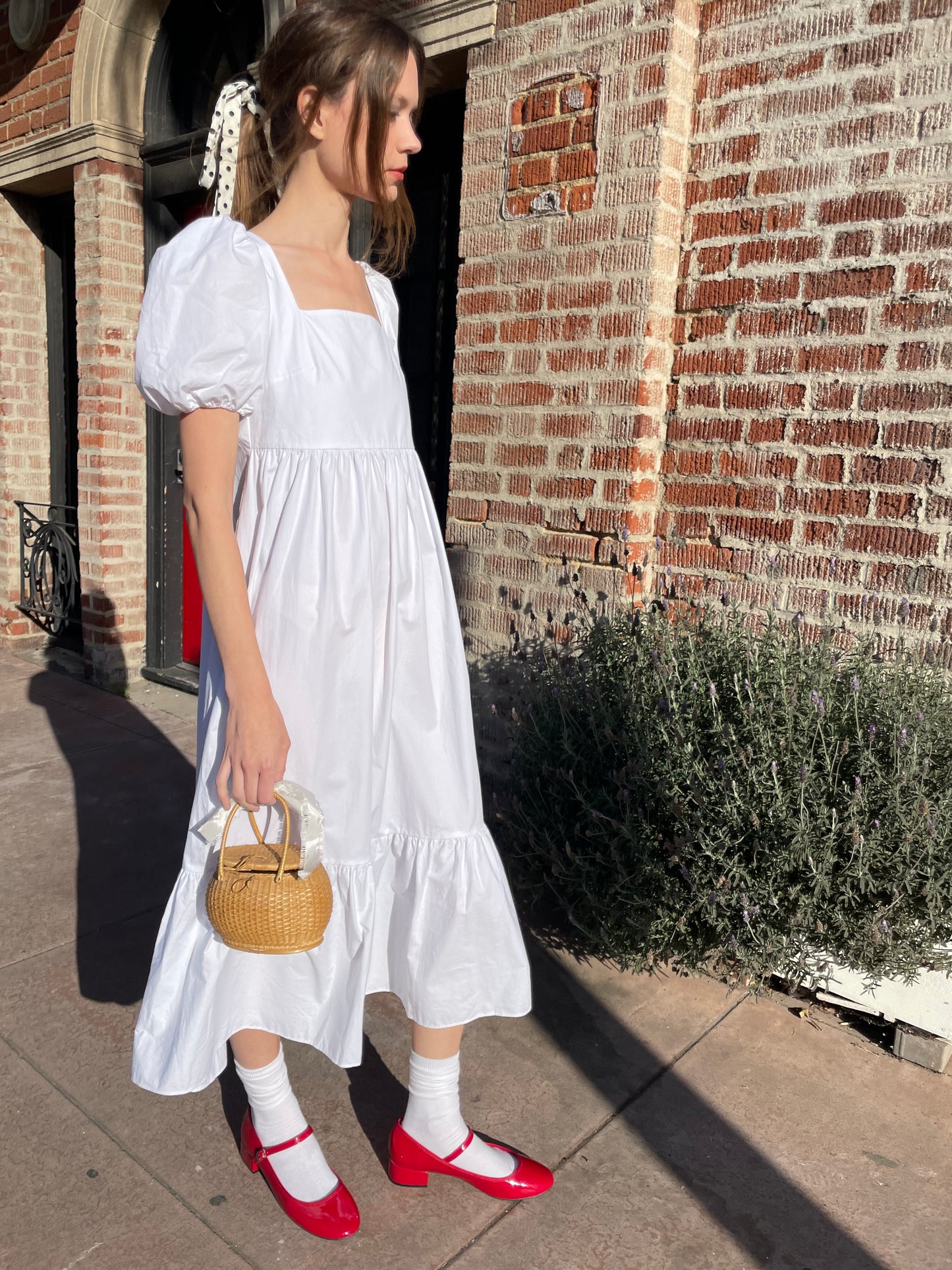 White Puff Sleeve Dress (S)