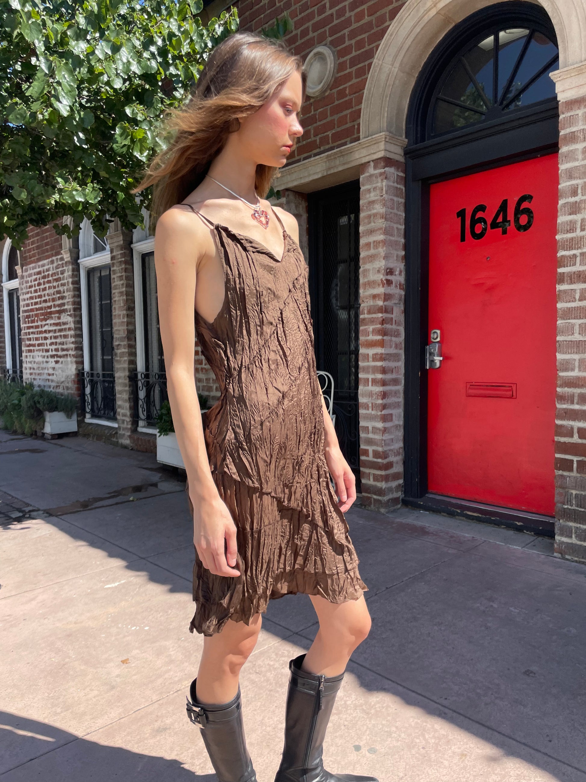 girl in brown dress