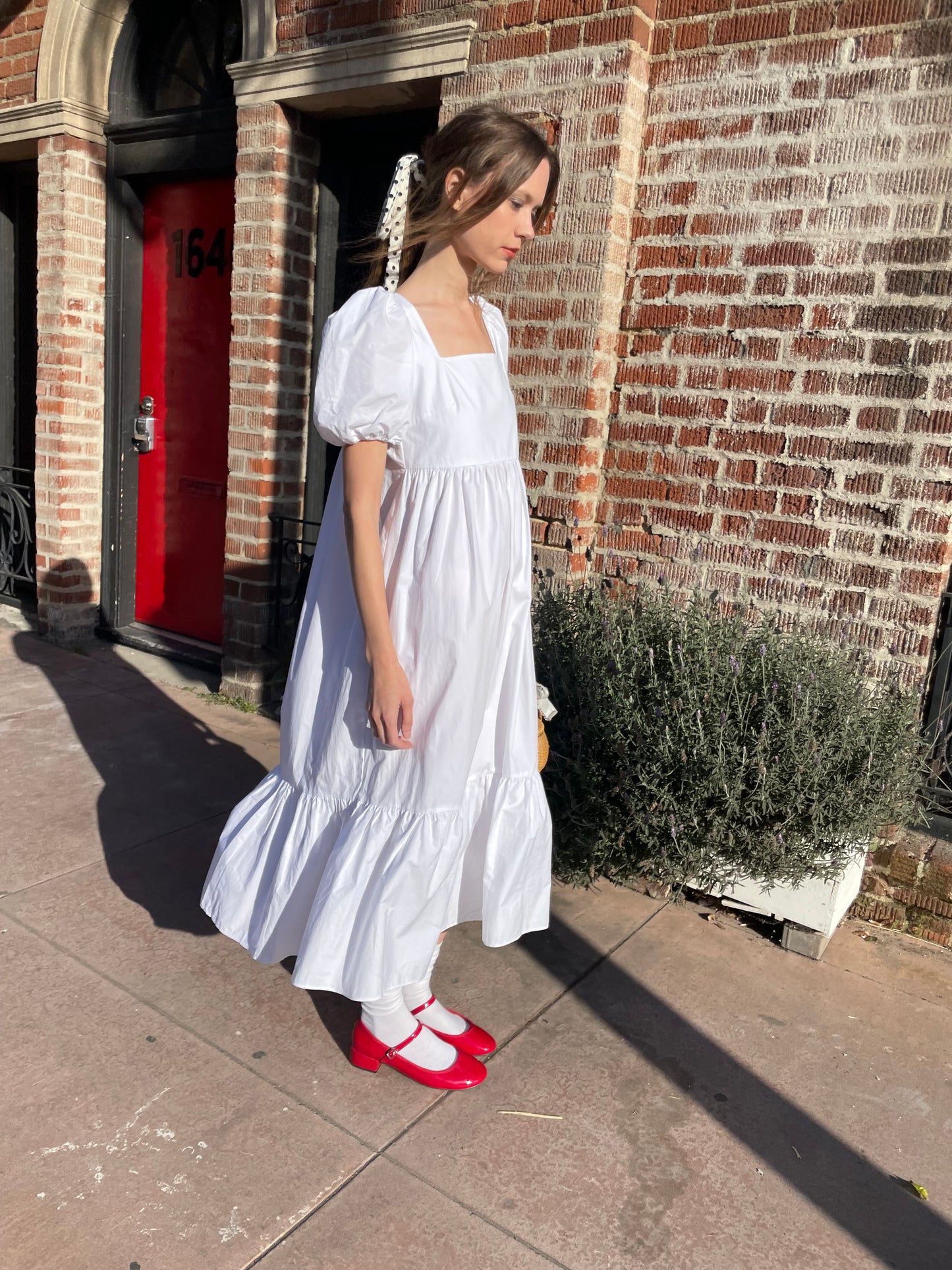 White Puff Sleeve Dress (S)