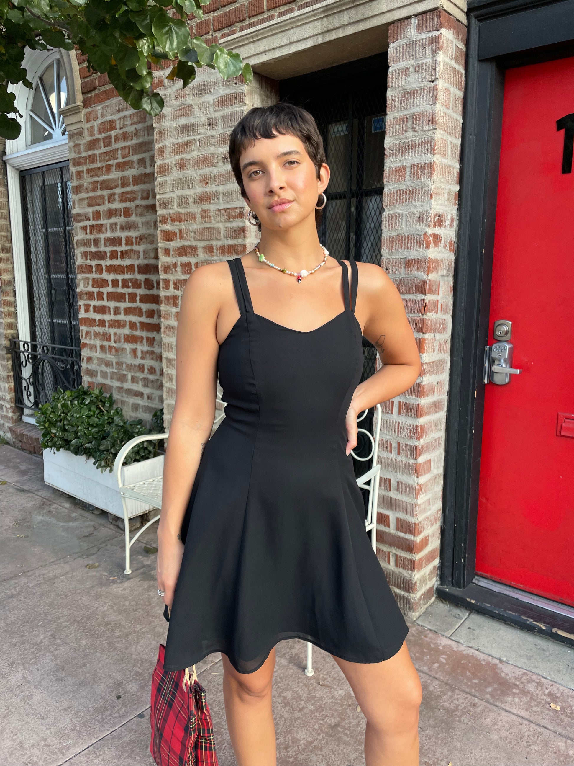 girl in black dress