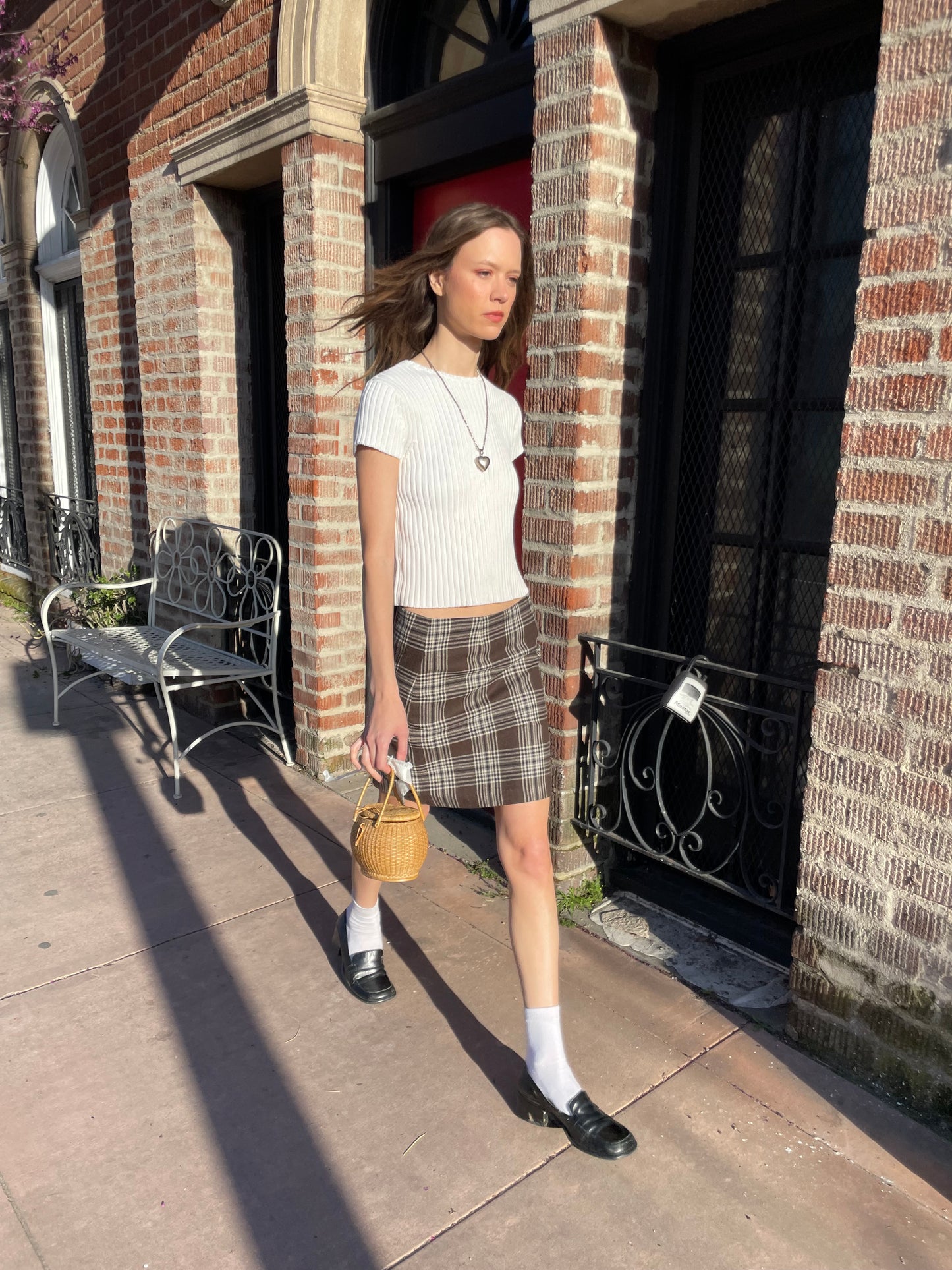 Brown Plaid Skirt (S)