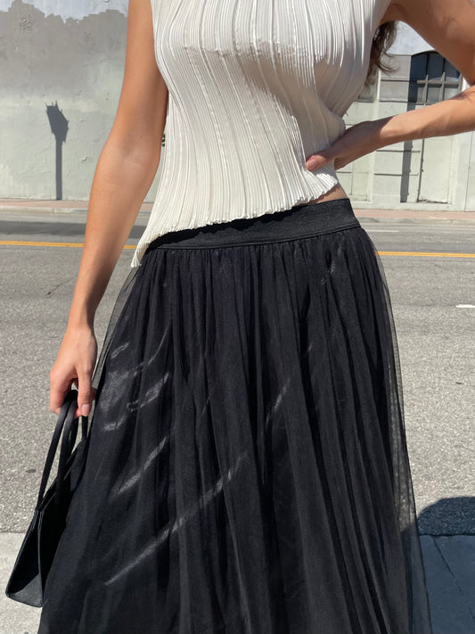 Y2K Black Tutu Midi Skirt (S)