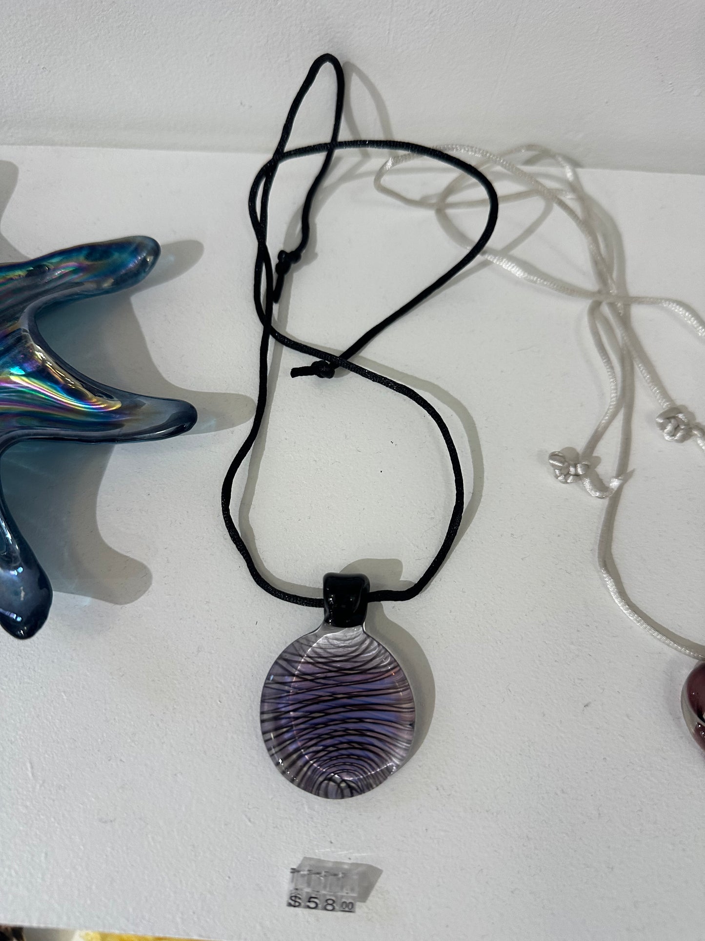 Vintage Circle Glass Pendant Necklace