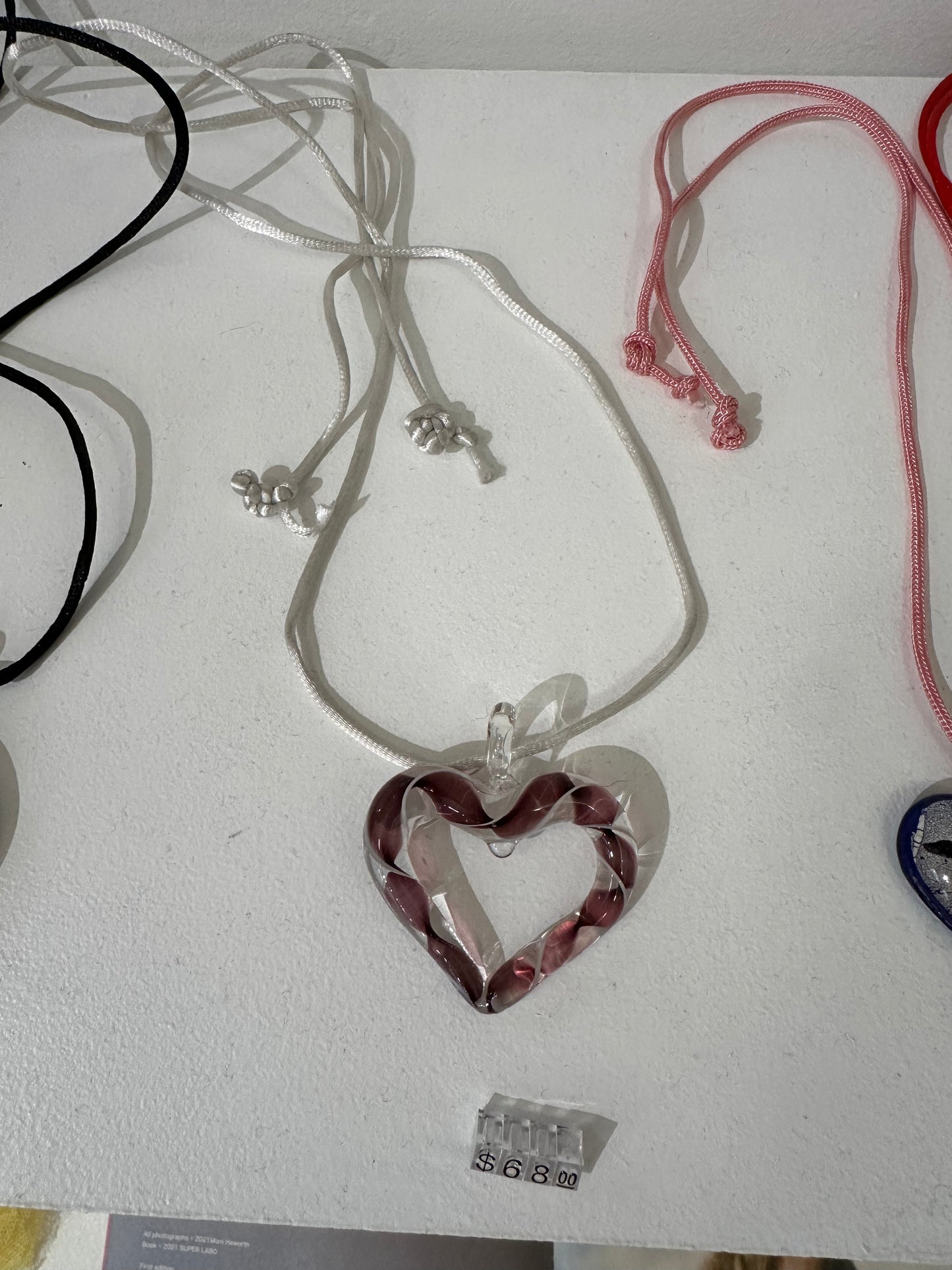 Vintage Heart Glass Pendant Necklace
