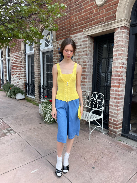 Yellow Knitted Tank Top (S)