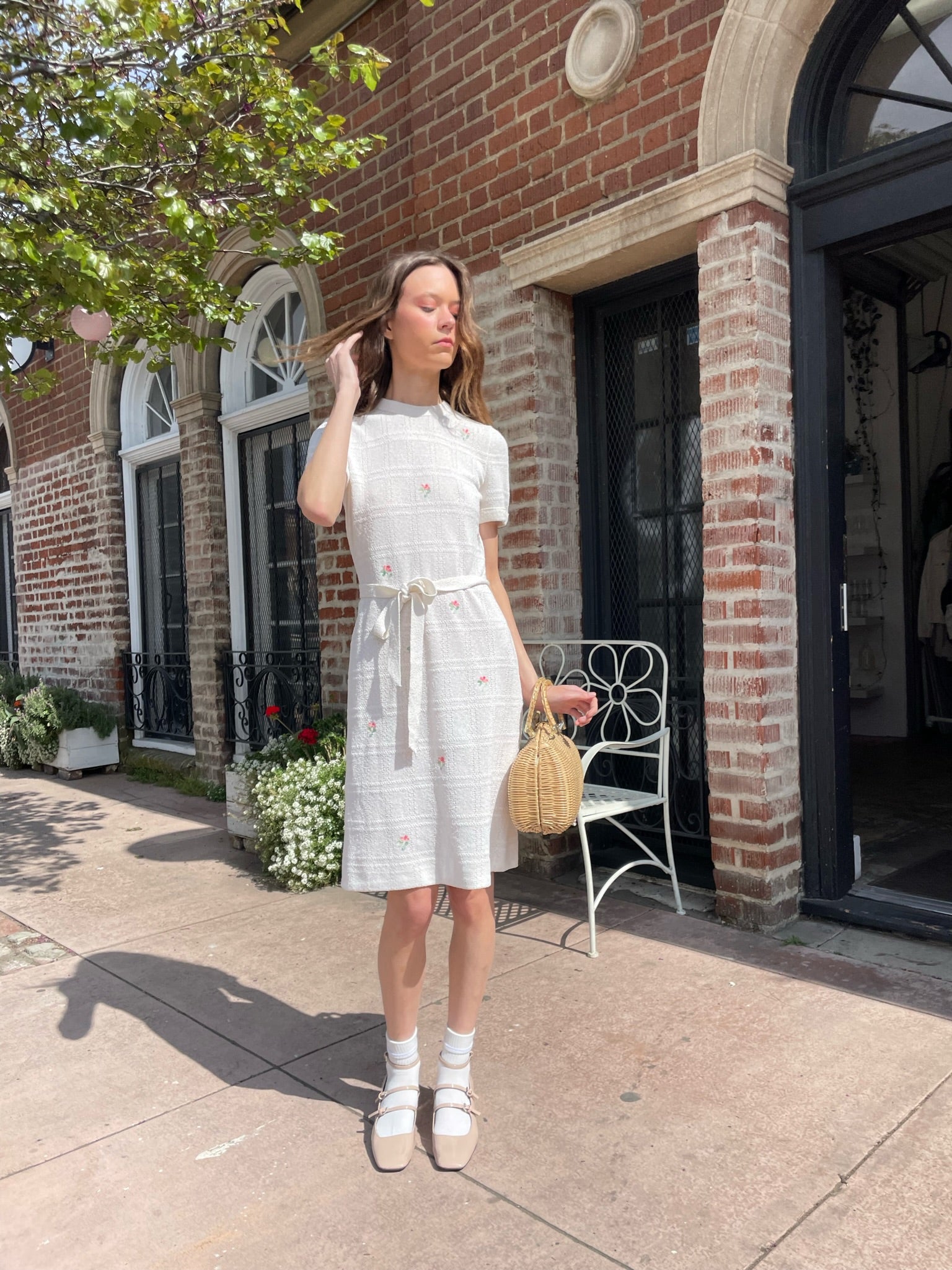 girl wearing a white dress