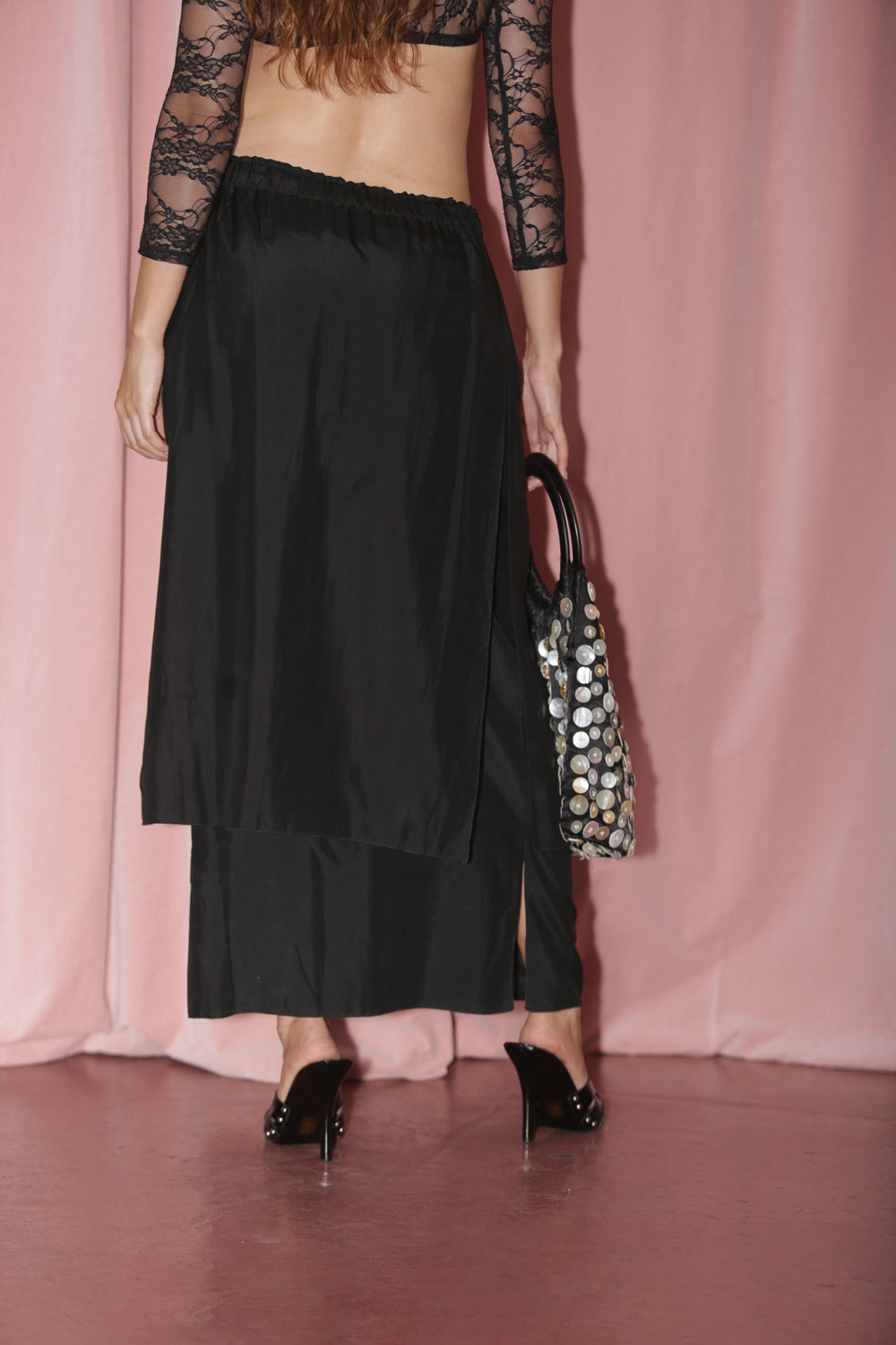 Black Layered Asymmetrical Skirt (S)