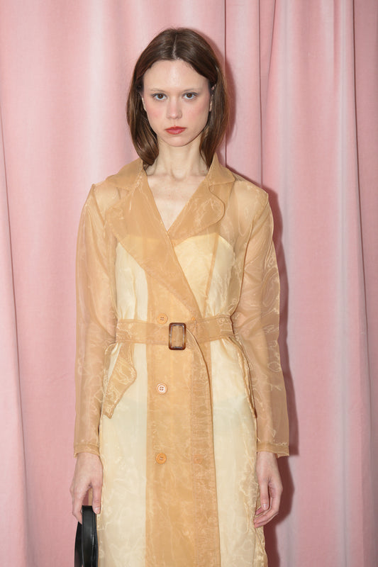Light Taupe Sheer Trench Coat (S)