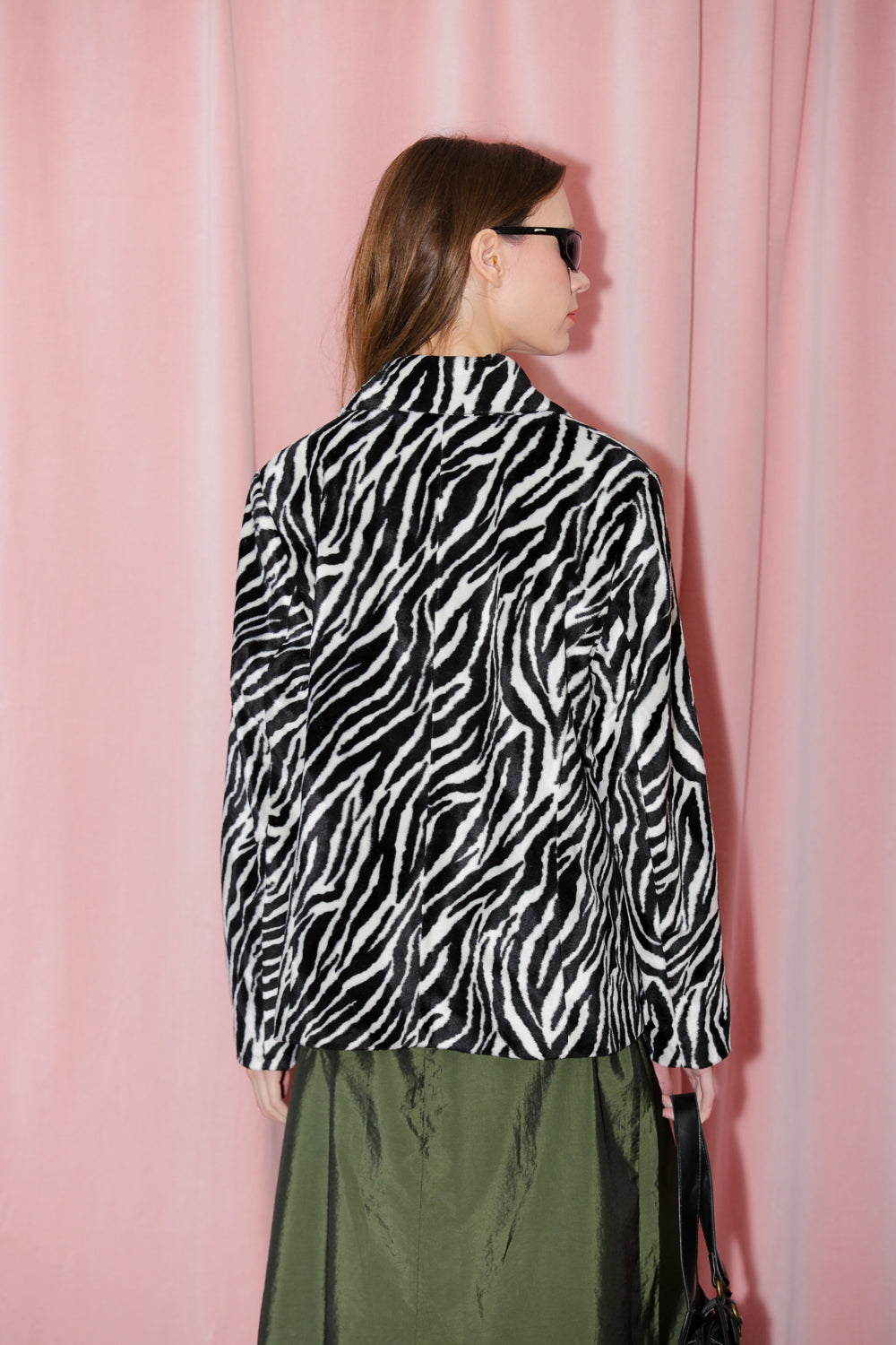 Zebra Faux Fur Jacket (L)