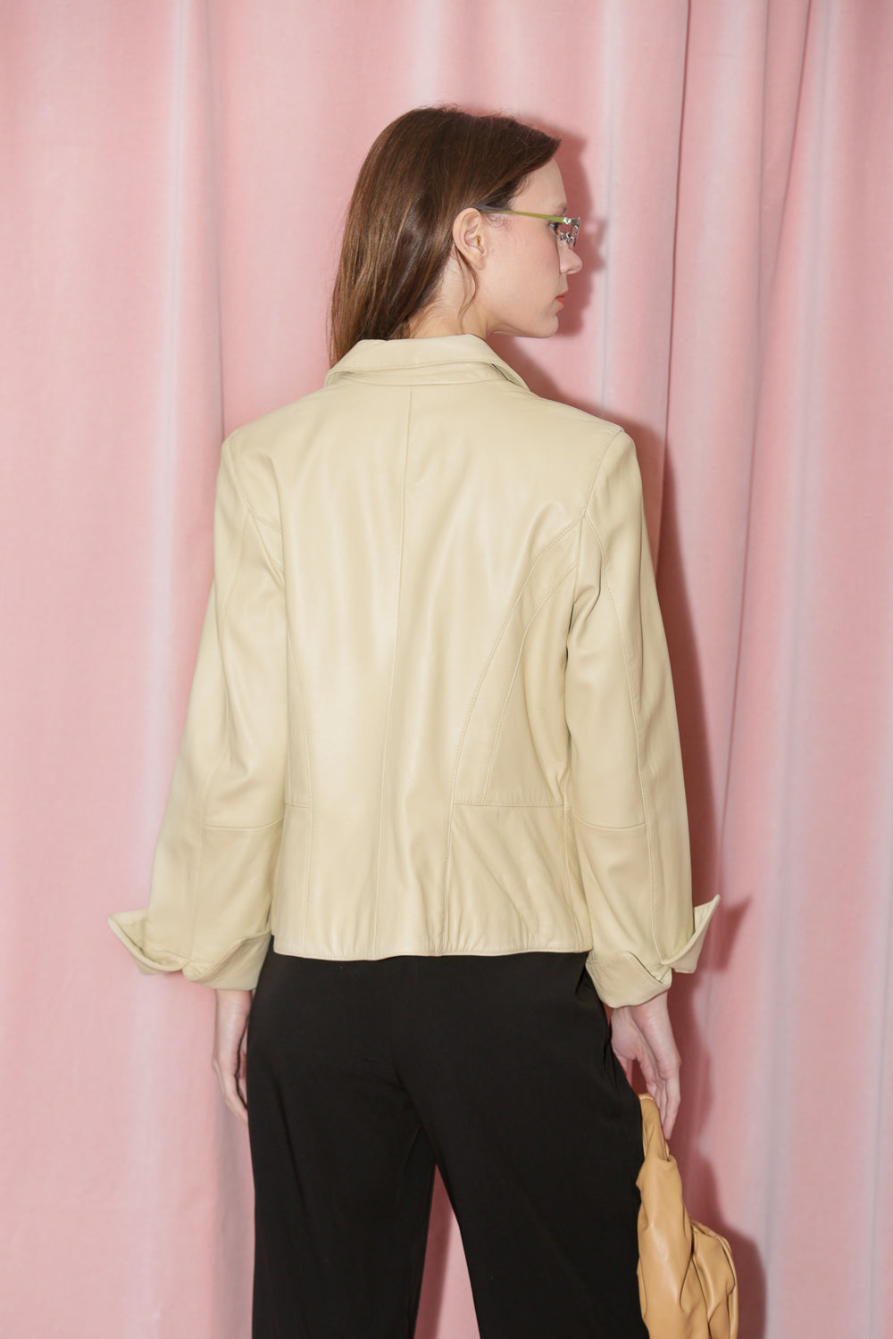 Ecru Leather Blazer (M)