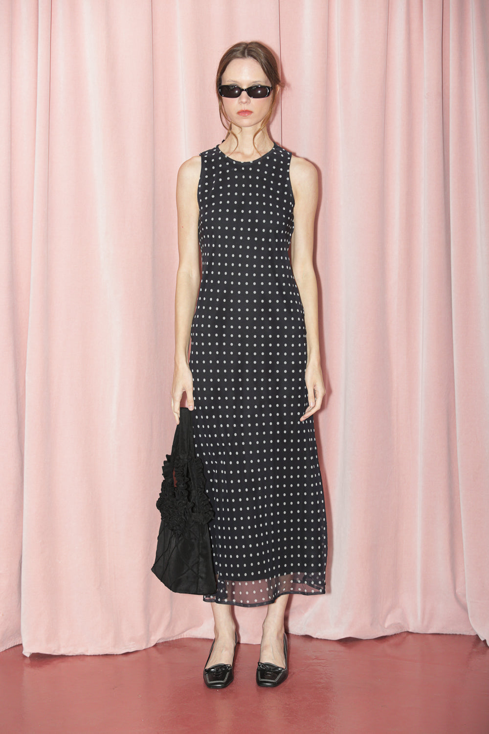 Black & White Polka Dot Slip Dress (S)