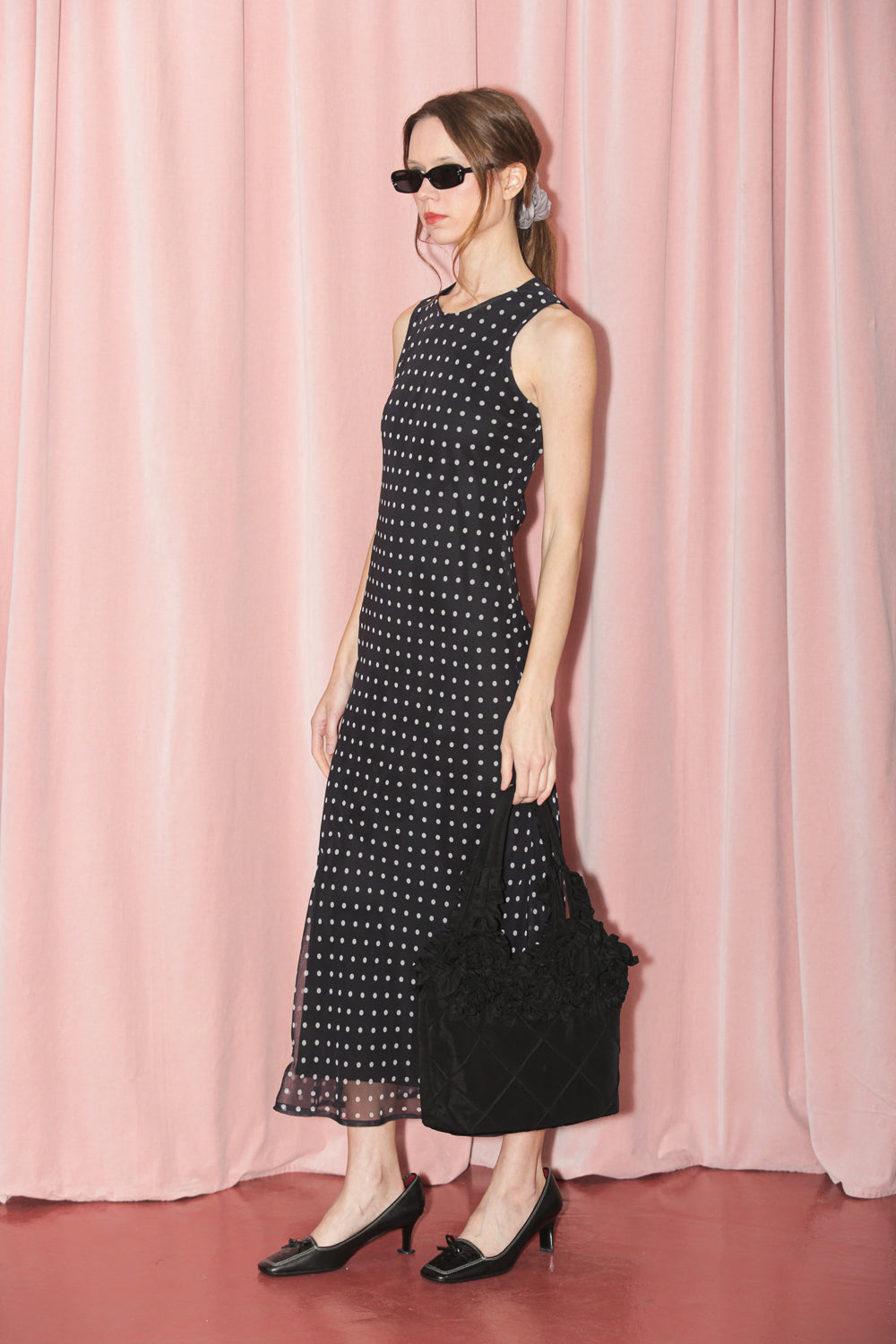 Black & White Polka Dot Slip Dress (S)