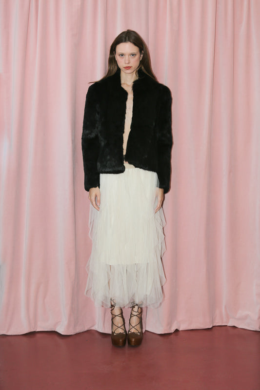 Black Faux Fur Coat (M)