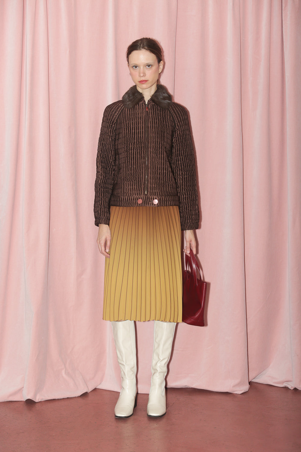 Brown Silk Textured Jacket (S)