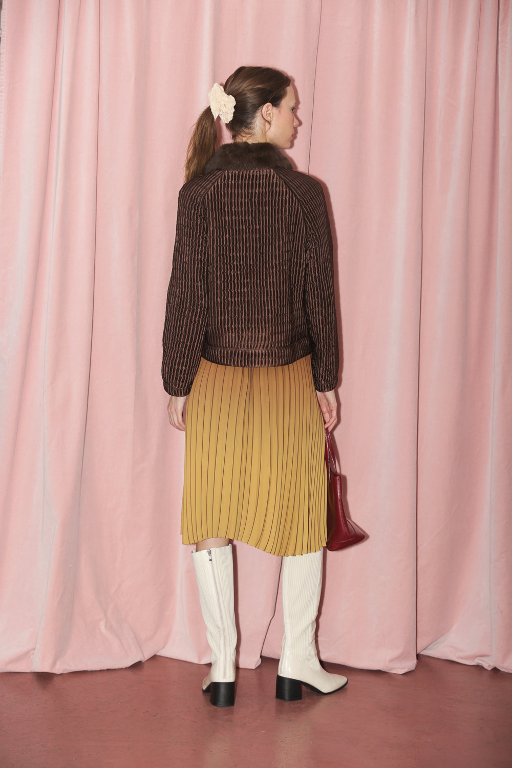Brown Silk Textured Jacket (S)