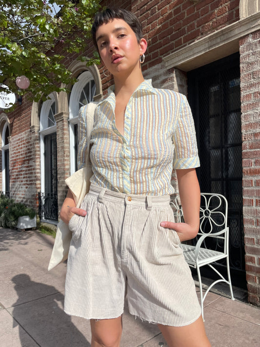 Striped Sheer Button Down (S)