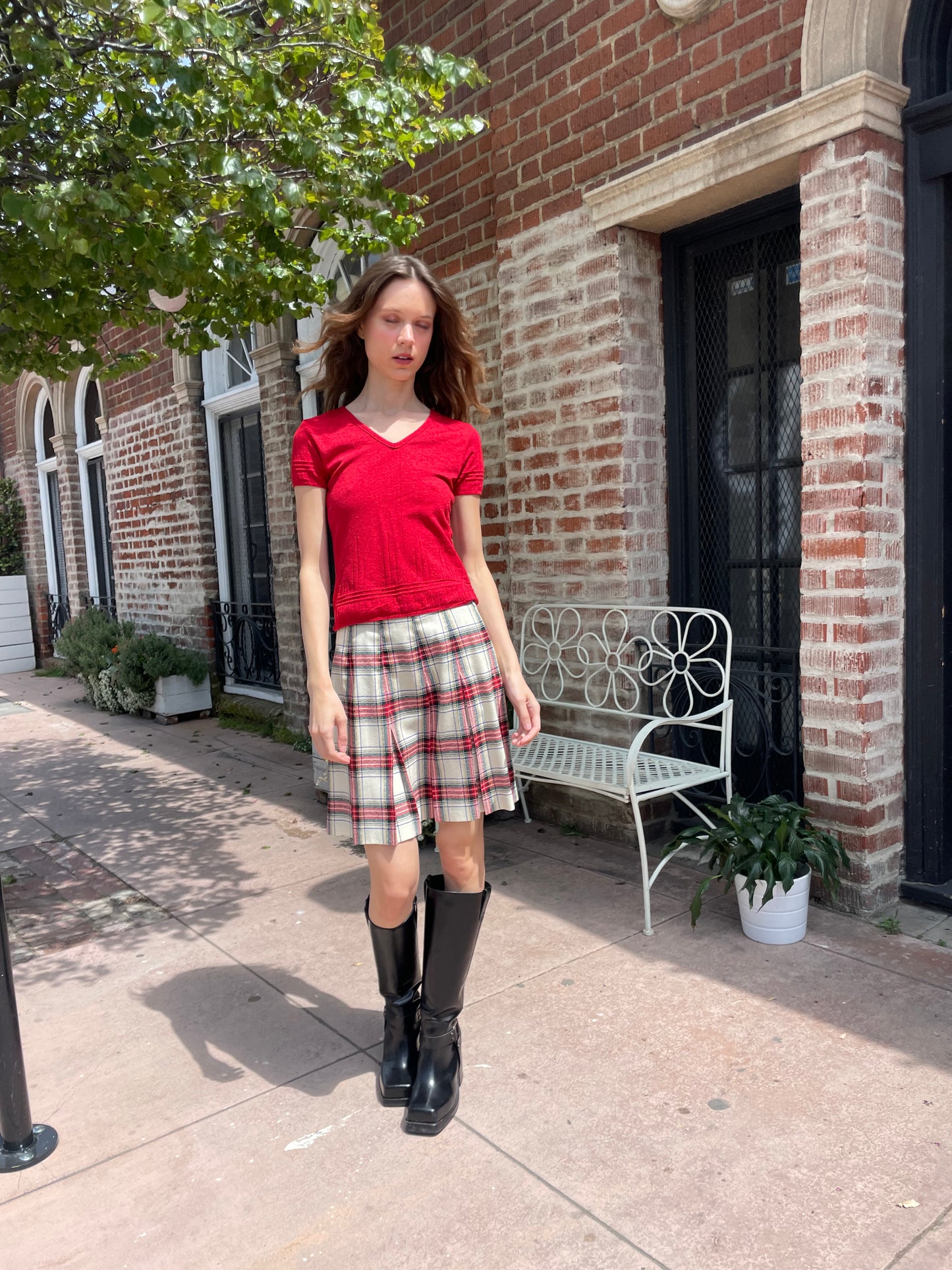 Plaid Pleated Skirt (S)