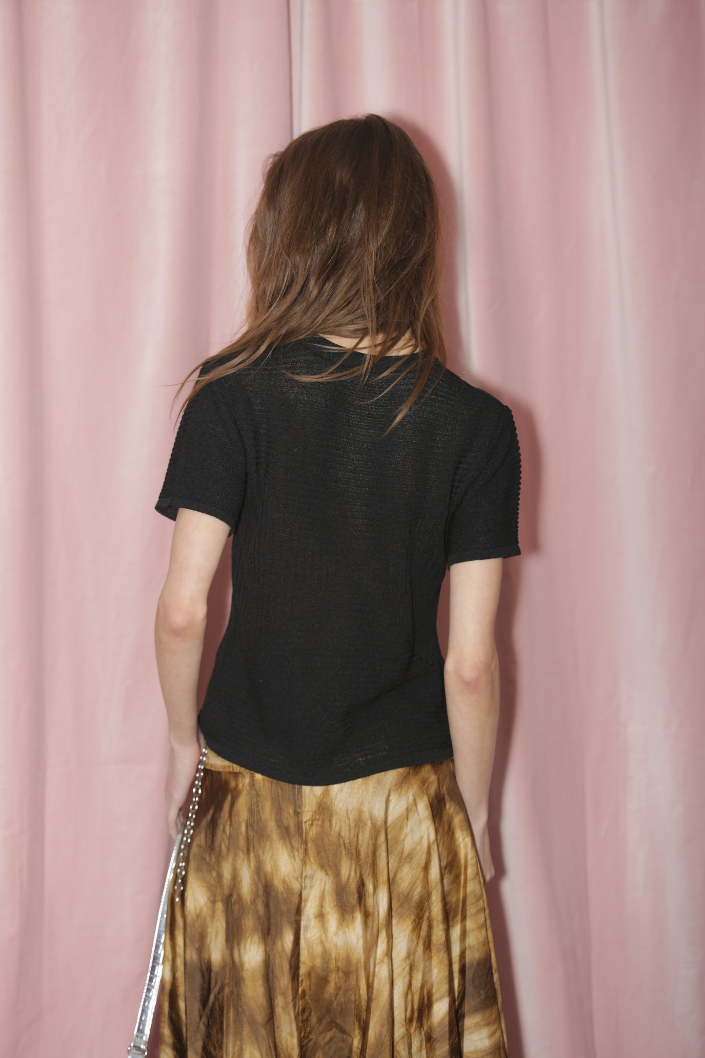 girl in Black Woven Top