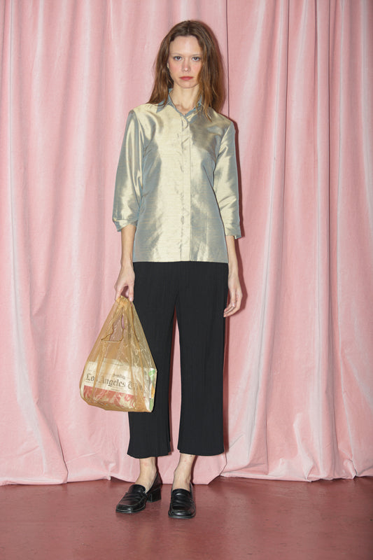 Black Pleated Wide Leg Pant (S)