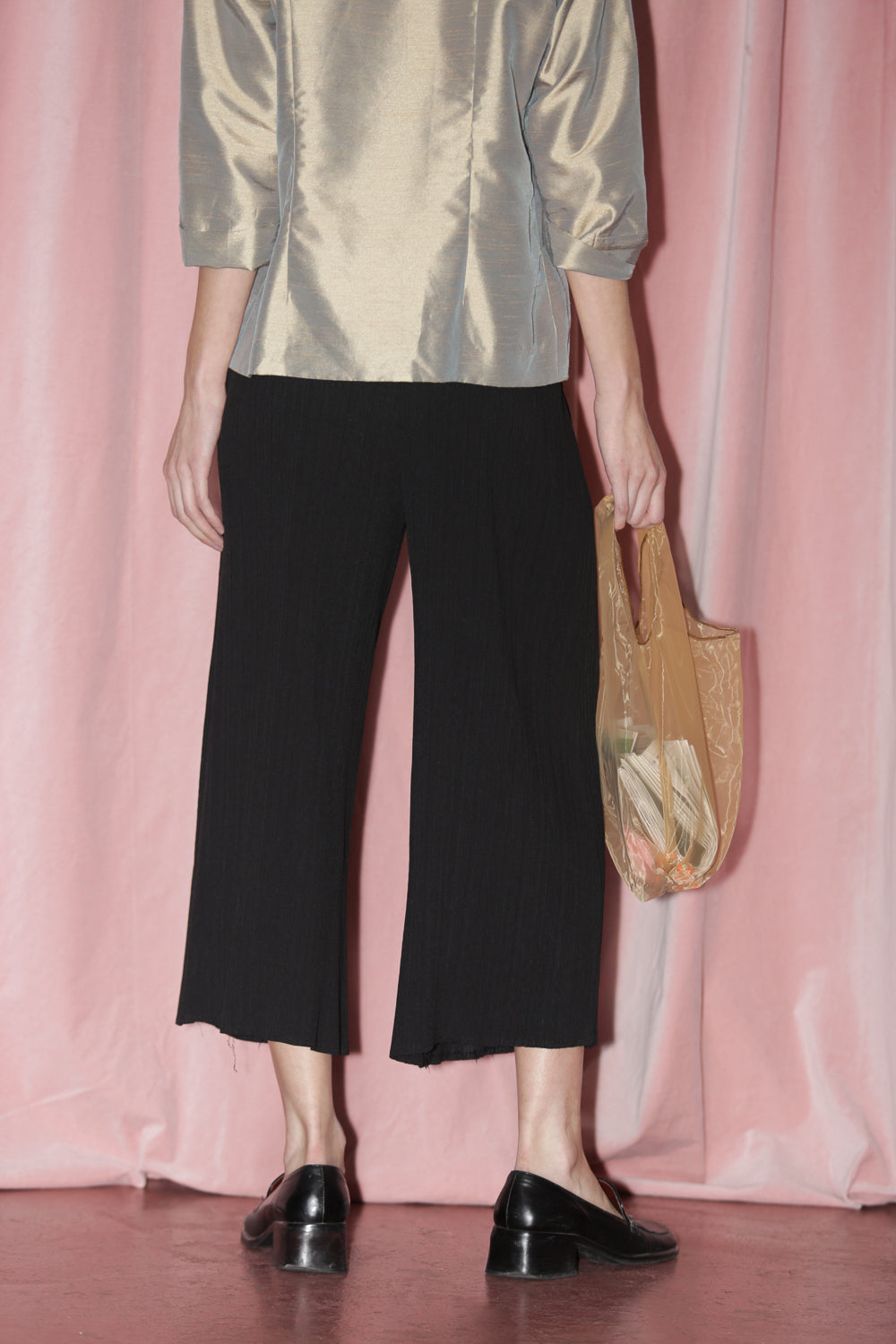 Black Pleated Wide Leg Pant (S)