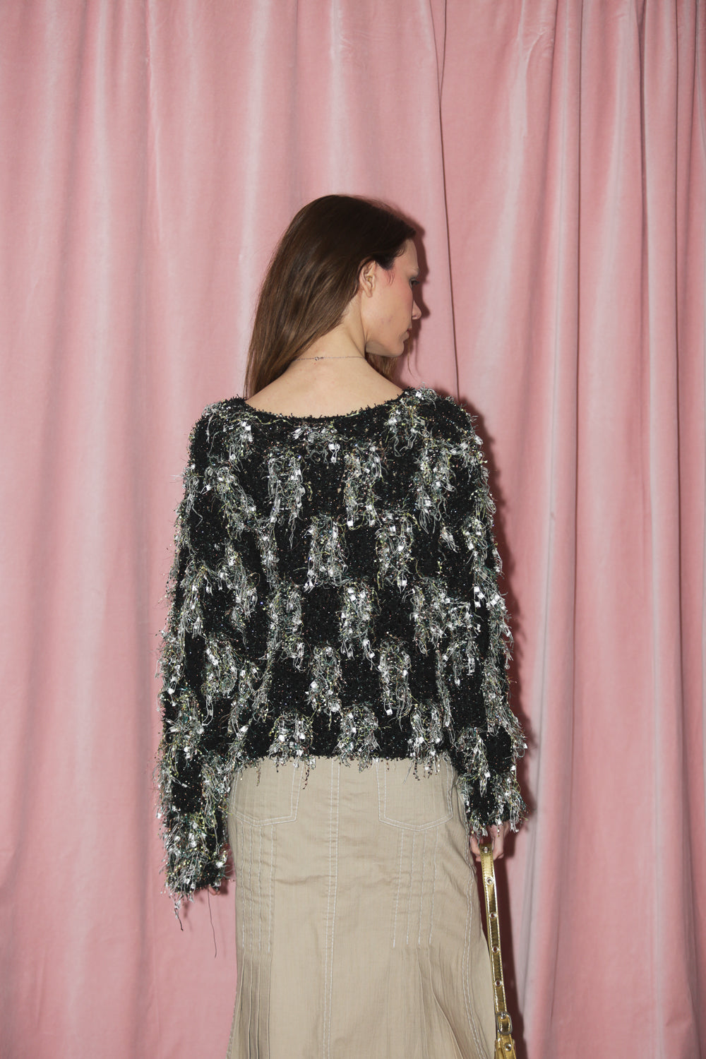 Green Multicolor Fringe Sweater (M)